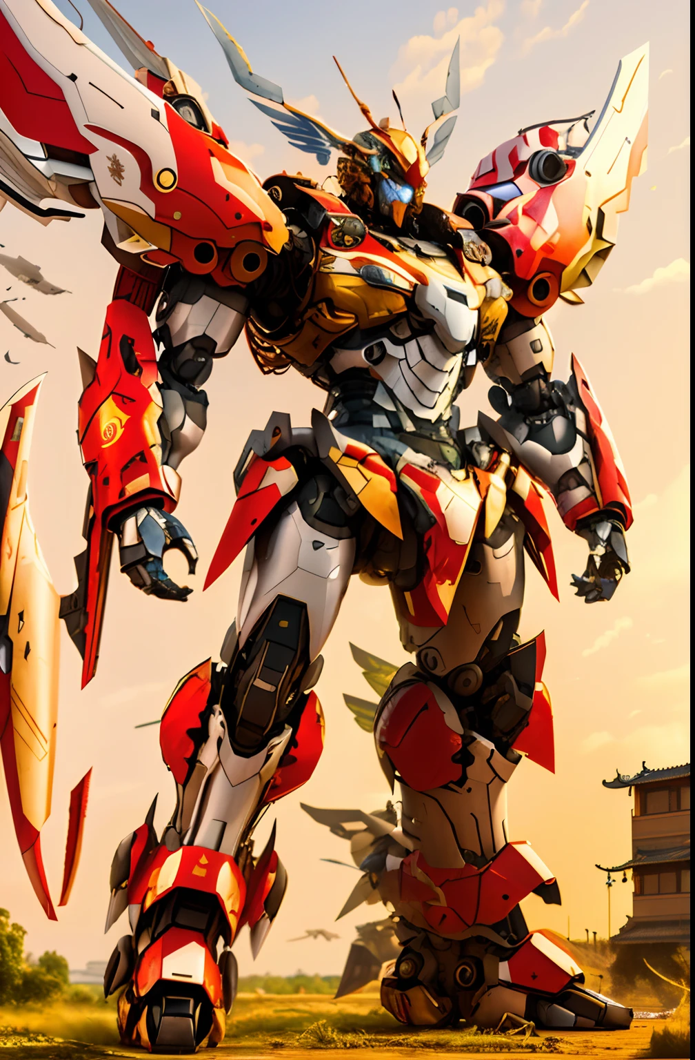 8K,k hd,Basic characteristics of tanks and aircraft,Machine armour wind,succinct,Handsome,Domineering,China-style,Chinese dragon style,The turret is installed on the machine'Very poor,decolletage,The back of an airplane wing serves as a wing,The robot is dominated by red,Partly yellow