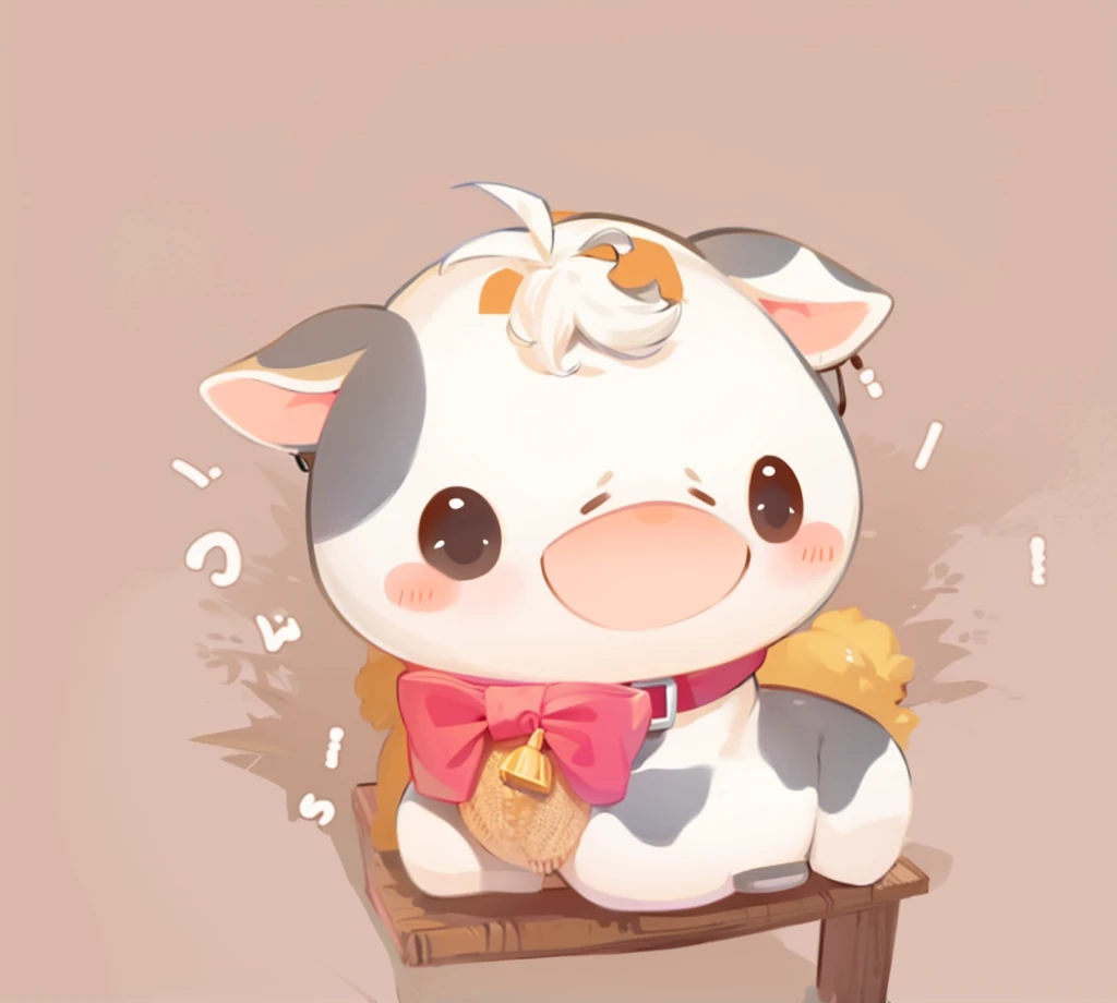 Cartoon cattle，There is a tie around the neck，There is also a tie around the neck, cow, XQ cows, taur, tchibi, cute character, Chuan Ai, awww, Cute:2, A cow, animal crossing character, negao, cute single animal, milk, kawaii, cutecore, cute animal, cas, Ruan cute vtuber, 🍁 Cute