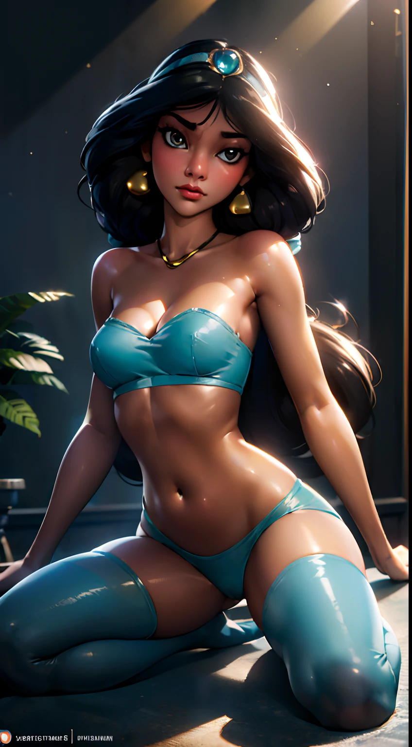 uploaded on e621, by Pixelsketcher, by Bayard Wu, by Thomas Benjamin Kennington , by Einshelm, solo anthro, (( Portrait)), BREAK, (detailed Bonifasko lighting), natural goddess, (detailed skin), BREAK, ((facing viewer with legs spread)), (Cinematic lighting), ((Detailed background)), (half body shadow), [Backlighting], [crepuscular ray], [Detailed ambient light], [gray natural lighting], [ambient light on the belly], [explict content], [sharp-focus], (Questionable content), (shaded), ((Masterpiece), princess Jasmine, long wavy hair, big hips, Average Breasts, pectorals, Wavethesallow Face, anthro art, commission for high res, Sakimichan is beautiful, Masterpiece, big hips, small Breasts, Best Quality, Detailed image, Bright colors, Detailed Face, perfect  lighting, Perfect shadows, Perfect eyes, focus on girl, flawless face, small breasts, gorgeous body, Hourglass body, shiny body, legs focus,  gaze at the viewer, half closed eyes, 1girl, full - body, (Masterpiece:1.21), (Best Quality:1.2), (illustartion:1.2), (Cinematic lighting:1.3), Balanced coloring, Global Illumination, Ray Tracing, good lighting, anthro, big butt, Showing breasts, cleavage, attractive body, sexy body, looking a viewer, seductive gaze, thick-thighs, fit body, best stockings, offering pose, open legs pose, village, naked,