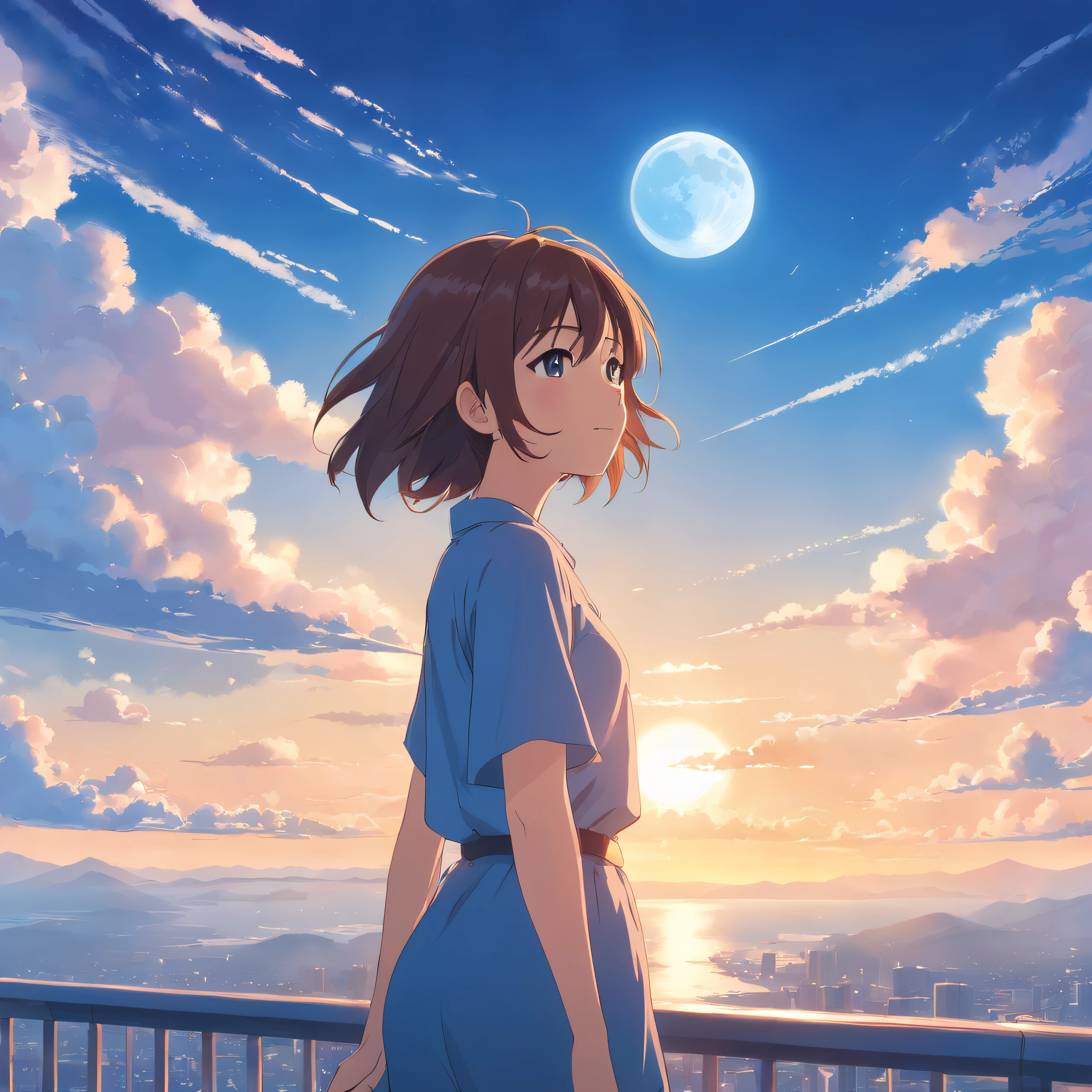 Background with Skysky Sunnyday Thin clouds daytime morning blue-sky 3moon