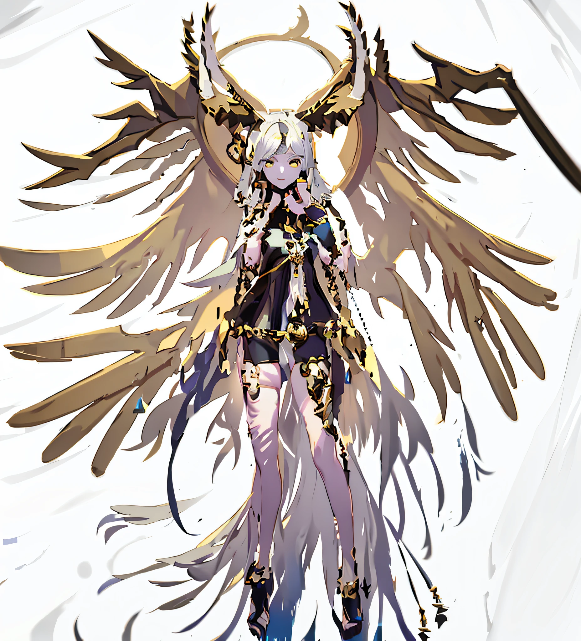 a close up of a person in a costume with a bird on her head, lunar themed attire, mystical anubis valkyrie, full body xianxia, fantasy outfit, from bravely default ii, astral witch clothes, female outfit, white horns queen demon, full body picture, lineage 2 revolution style, gilded outfit, intricate outfit, girl design lush horns