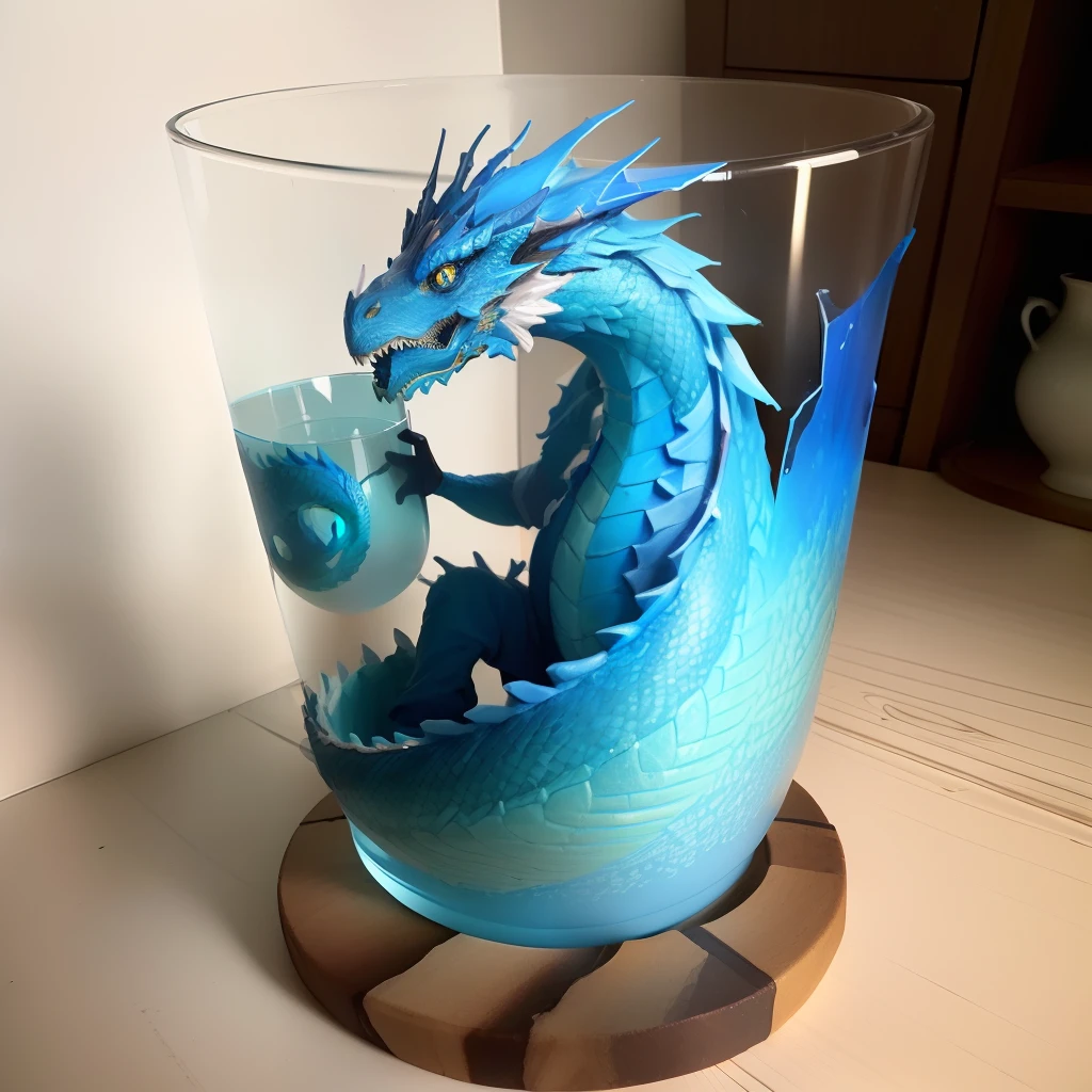 Dragon culture paper sculpture on glass cup