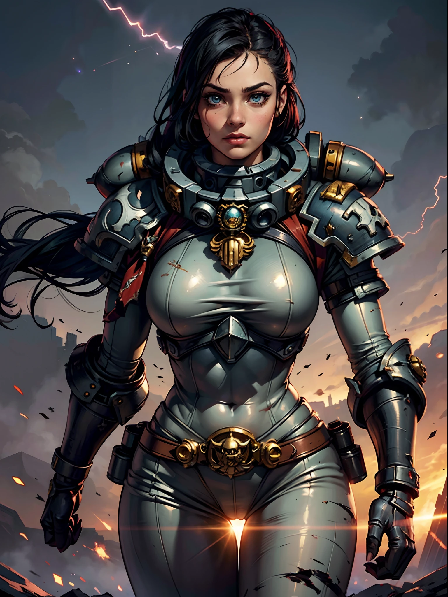 1girl, warhammer 40k, space marine, armor, adepta sororitas, beautiful face, highly detailed face, cowboy shot, <lora:WH40KSisters_V2rank8:1>