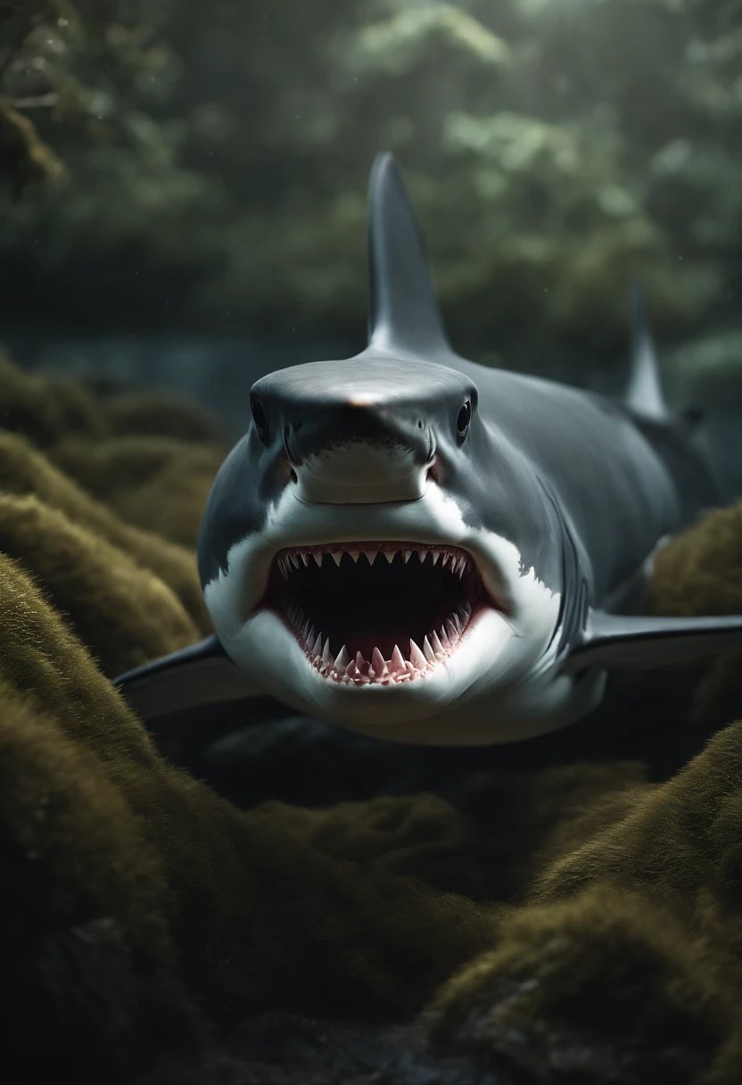 (masutepiece:1.3), High resolution, ultra-detailliert, the Extremely Detailed CG Unity 8K Wallpapers、shark、large mouth