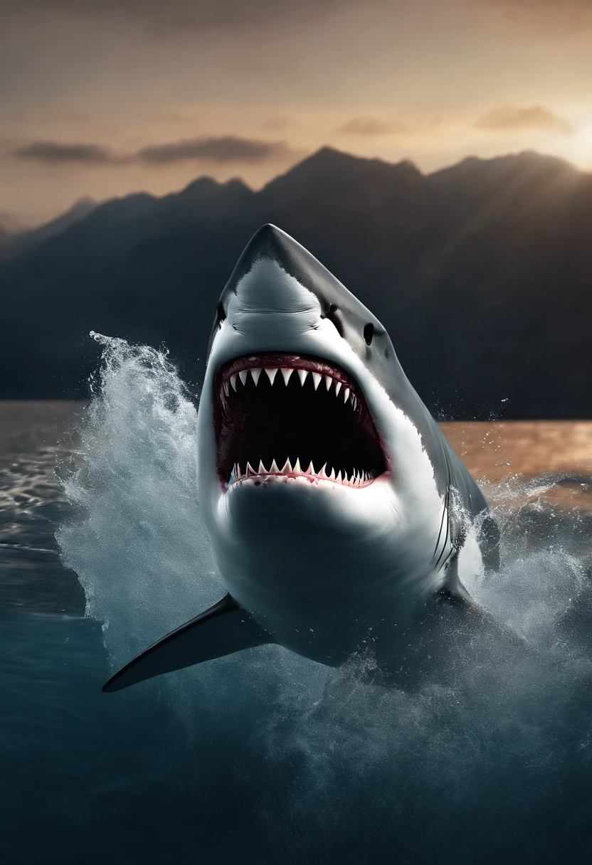 (masutepiece:1.3), High resolution, ultra-detailliert, the Extremely Detailed CG Unity 8K Wallpapers、shark、large mouth