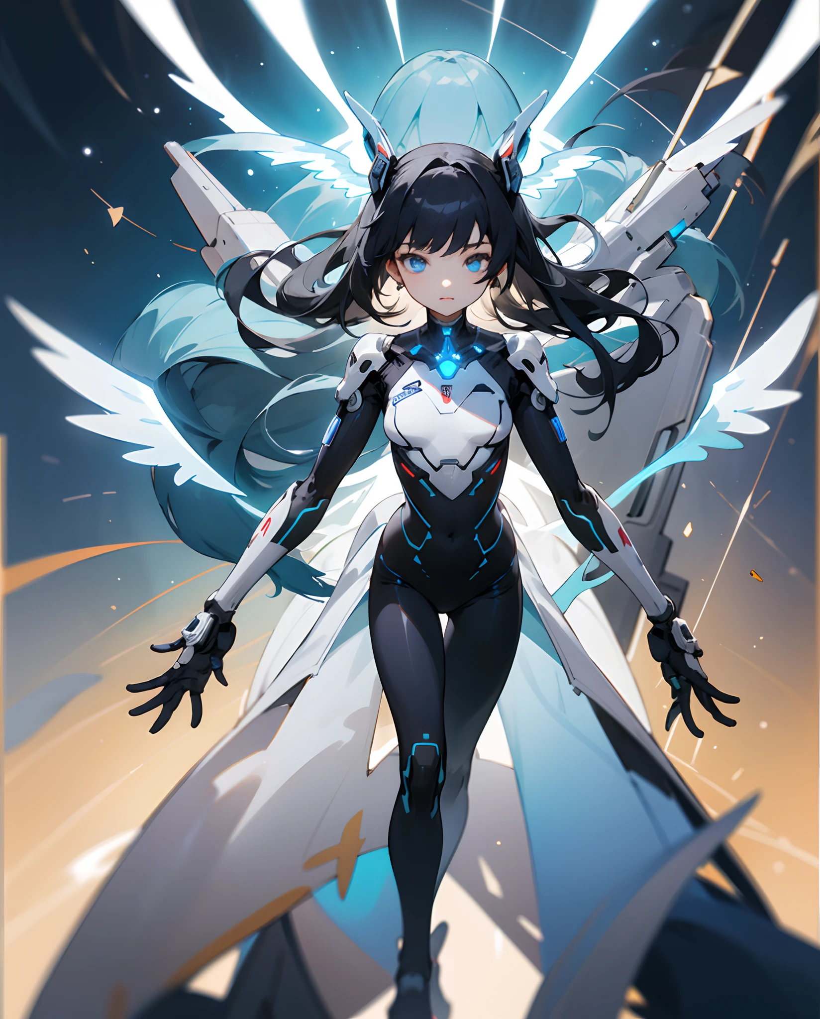 Masterpiece, Marine Sailor、Black Wings、Black Crown、girl、whole body、Black Hair、Cute black cat ears、beautiful青い目、Black Crown、Black and blue vampire wings、Glare、Also々funny Face、beautiful、blue Moon、Lots of sparkling lights、gem、Lots of blue light、Fantasy black cat,AmbiLight,The colors are vibrant and bright,Black background,mist,Detailed Description,Rich details,An explosion of imagination,Surreal,Ultra-realistic,masterpiece,8k,Light,Tyndall effect