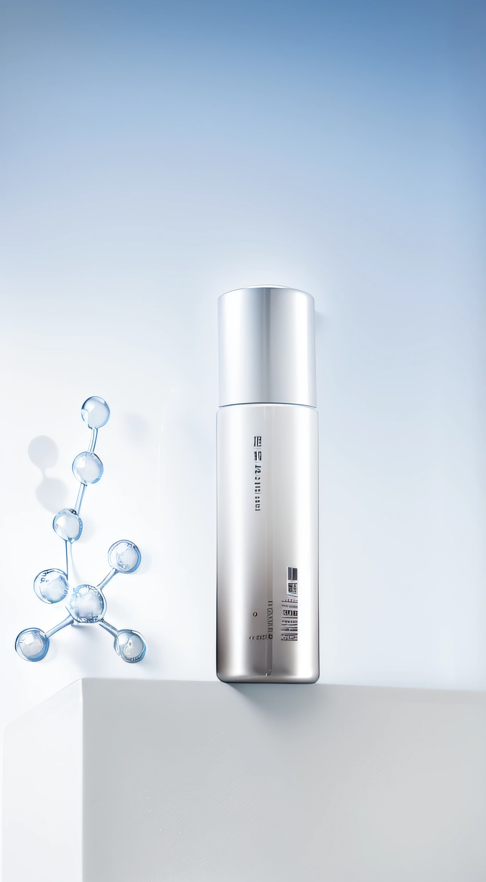 There was a bottle of water on the table,There are bubbles coming out of it, White shiny skin, Milky white skin, White porcelain skin, Shiny white skin, with white, sleek white, gleaming white, ji-min, White mist, White head, Porcelain white skin, Product photo, whie tcolor, Detailed picture, Official product image, White skin