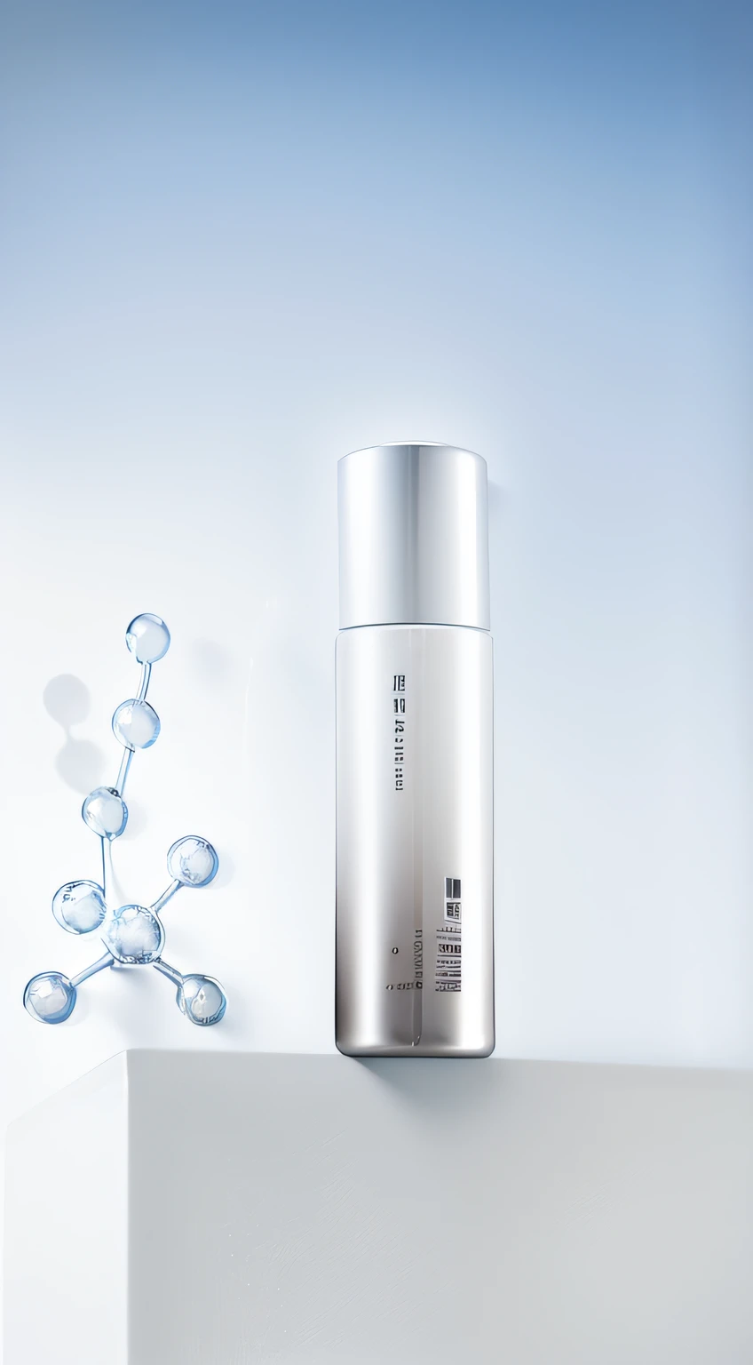There was a bottle of water on the table,There are bubbles coming out of it, White shiny skin, Milky white skin, White porcelain skin, Shiny white skin, with white, sleek white, gleaming white, ji-min, White mist, White head, Porcelain white skin, Product photo, whie tcolor, Detailed picture, Official product image, White skin