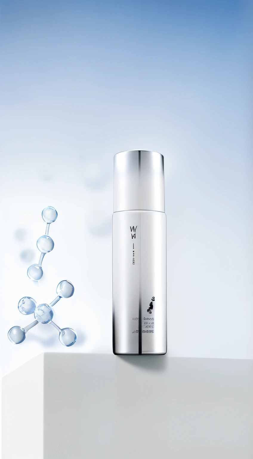 There was a bottle of water on the table,There are bubbles coming out of it, White shiny skin, Milky white skin, White porcelain skin, Shiny white skin, with white, sleek white, gleaming white, ji-min, White mist, White head, Porcelain white skin, Product photo, whie tcolor, Detailed picture, Official product image, White skin