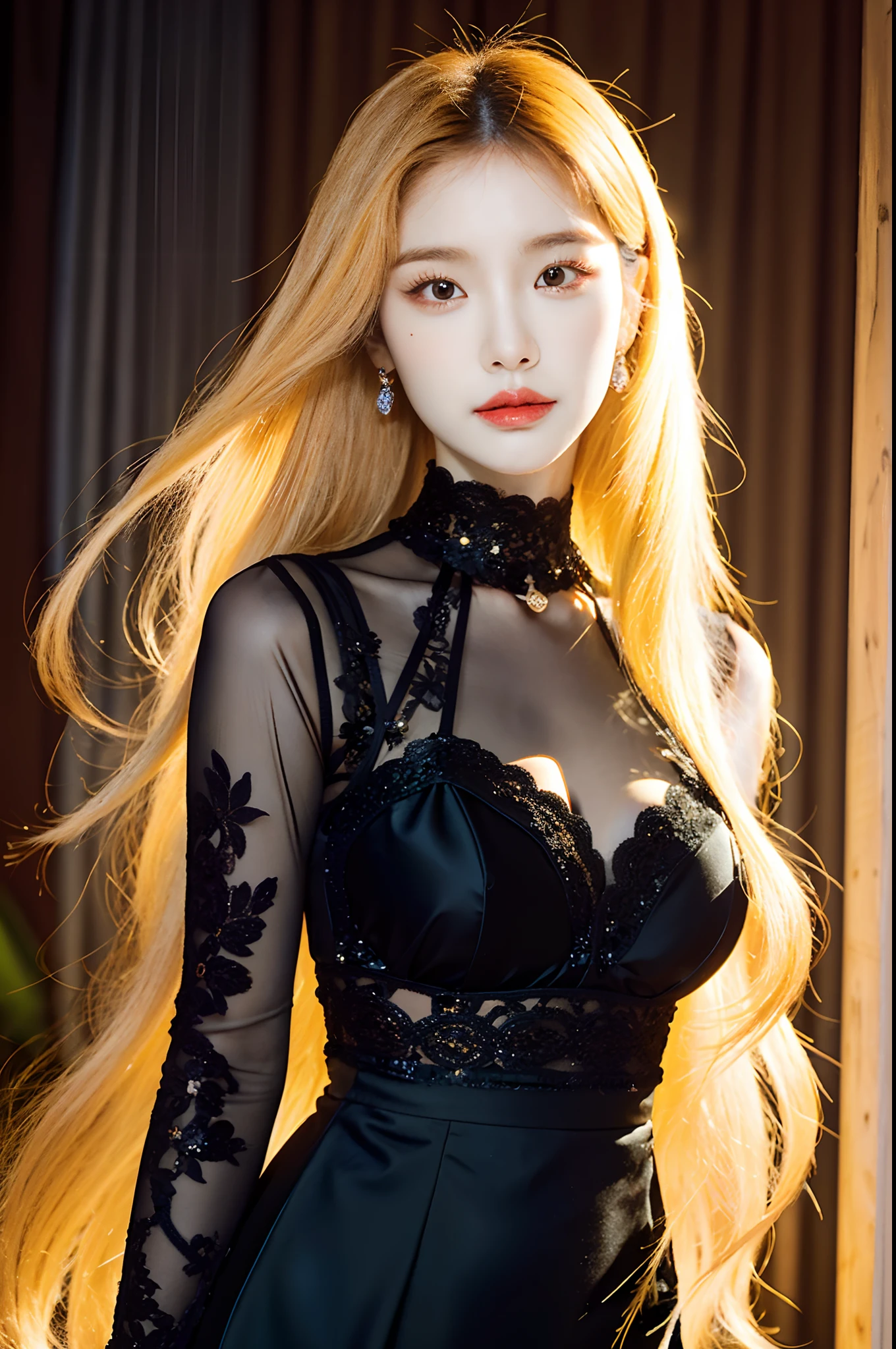 Long hair Alawi woman in black dress and necklace, Gorgeous young Korean woman, beautiful Korean women, lalisa manobal, Korean girl, Choi Hyun-hwa, 8k selfie photograph, Beautiful young Korean woman, ulzzangs, Yoshitomo Nara, xintong chen, jaeyeon nam