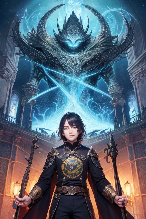masutepiece, Best Quality, High quality, 1boy, Digital Painting, Gatekeeper of prompts, gatekeeper, keys, portal, Fantasy, Fine Art, Digital Art, Magical, Mystical, Ethereal, Unique style, highly textured, Intricate details, Vibrant colors, ((by J.r.r. TOLKIEN, by Salvador Dali, by Brian Froud)), absurderes, Dynamic Pose, Vigilant Stance, gate, Fantasy Art, Magic, protector, Surreal, symbolic, (grinning evily, grin), Yellow eyes