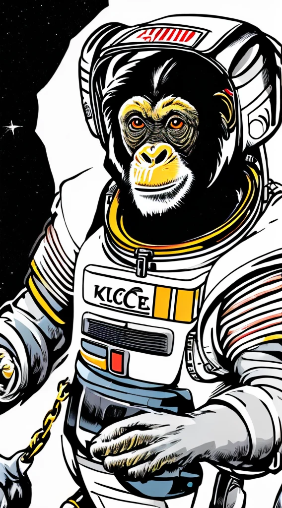 Chimpanzee in astronaut suit, en el espacio