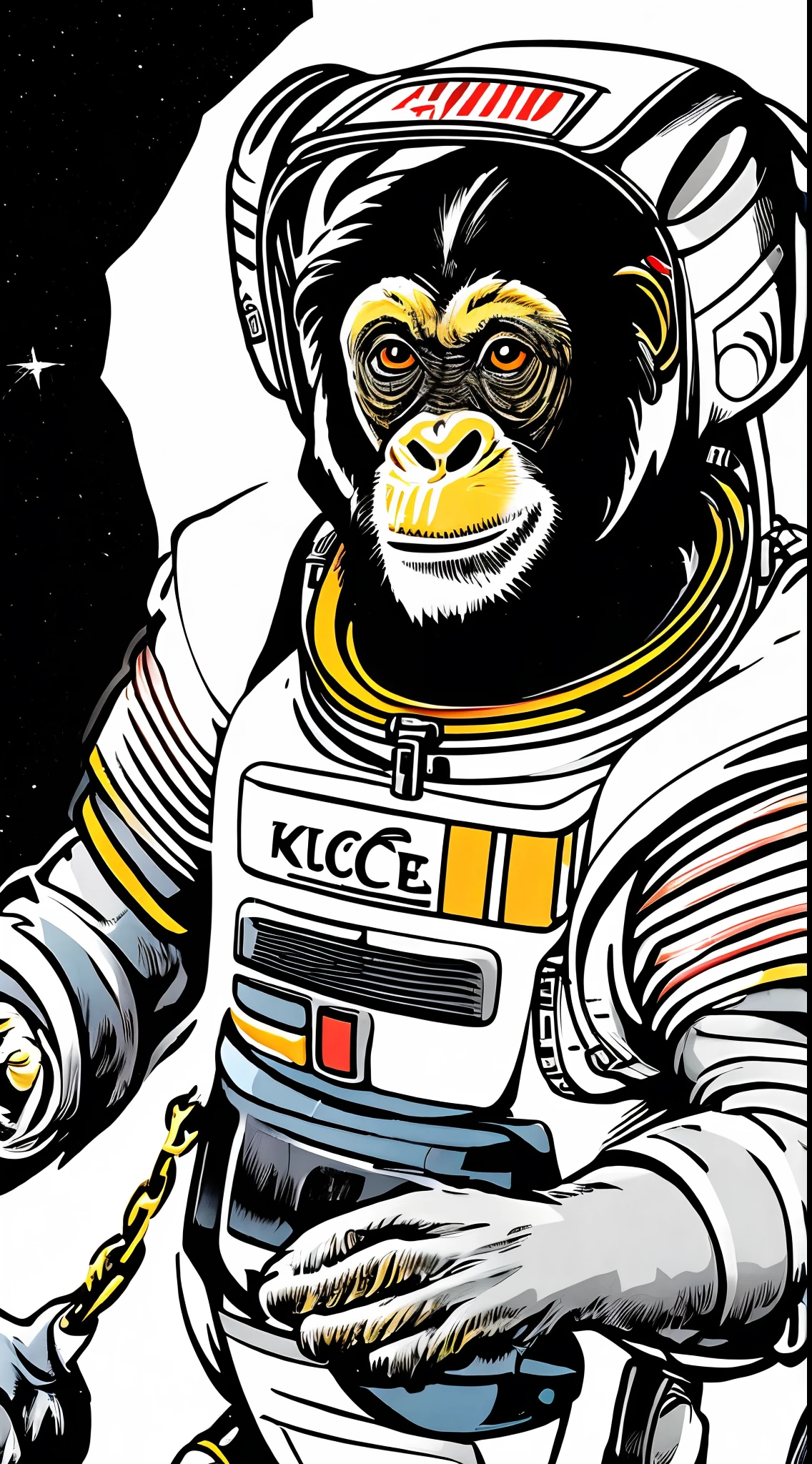 Chimpanzee in astronaut suit, en el espacio