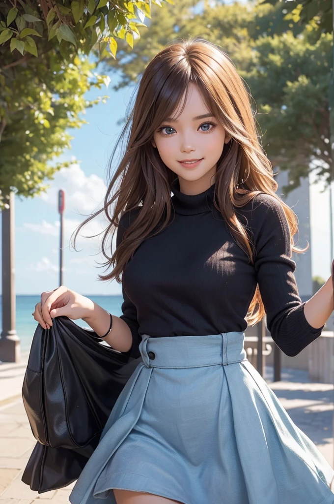 Generate an image of a beautiful girl wearing leggings, tight and a beautiful dress. The girl should have symmetrical features, proportioned facial features, clear skin, healthy teeth and hair, and expressive eyes. The girl should have a warm smile and be dressed in a stylish outfit. The background should be a scenic location, such as a beach or a park.
Here are some additional details that you can include in the prompt:
The girl should have long, flowing hair.
The girl should have bright, sparkling eyes.
The girl should have a full, natural-looking smile.
The girl should be wearing a fashionable outfit that complements her features.
The background should be a beautiful and relaxing setting.