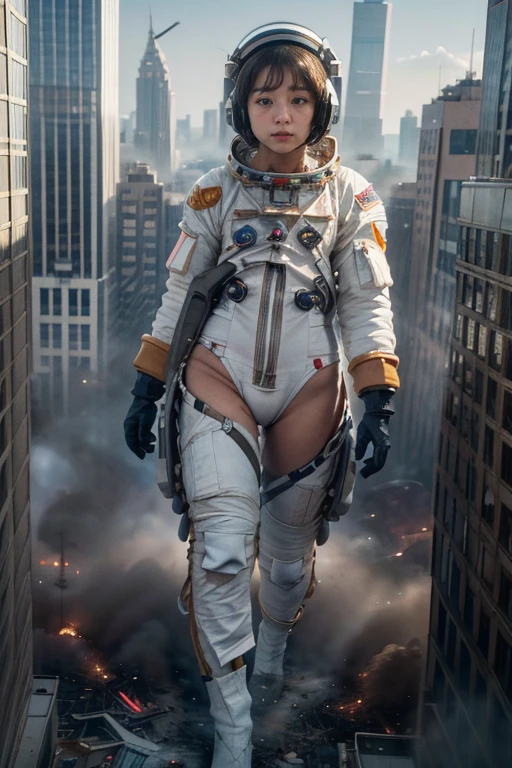((top-quality、in 8K、masterpiece:1.3、Raw photo))、Super high quality photos, In the city, ((Aerial Photography)), Giant astronaut, Perfect beauty 20 year old idol Japan woman, ((der riese)), highly detailed giantess shot、Giant Art、der riese、highly detailed giantess shot、Giant Shot、a macro giantess, ((der riese))、((wear spacesuits)), ((slim figure)), Demolish a building、 ((Astronauts destroy the city)), (Photorealistic: 1.4), (Ultra-high detail), (hyper realisitic: 1.4), (Realistic: 1.3), (Smooth lighting: 1.05), Astronaut in full body spacesuit, Full body, ((der riese)), (nffsw), Size difference, ((Astronauts destroy the city)), (rampage:1.4), Astronauts demolish a building, cinematlic lighting, ((slim figure)), ((Leaner figure)), Clouds, GTScity, Cityscape, mountain ranges, Good anatomy, Correct anatomy, Trampling the city, Stomping City,space astronaut, with spreading legs、Trampling the city, Small person at the foot々is running away、((slim figure)), ((Slim legs)), ((slim thigh)), ((Camel toe)), ((Wearing a swimsuit with white color spacesuit design)),Medium Size Bust、((slim thigh)), ((Perfect beauty)), ((Aerial Photography)),