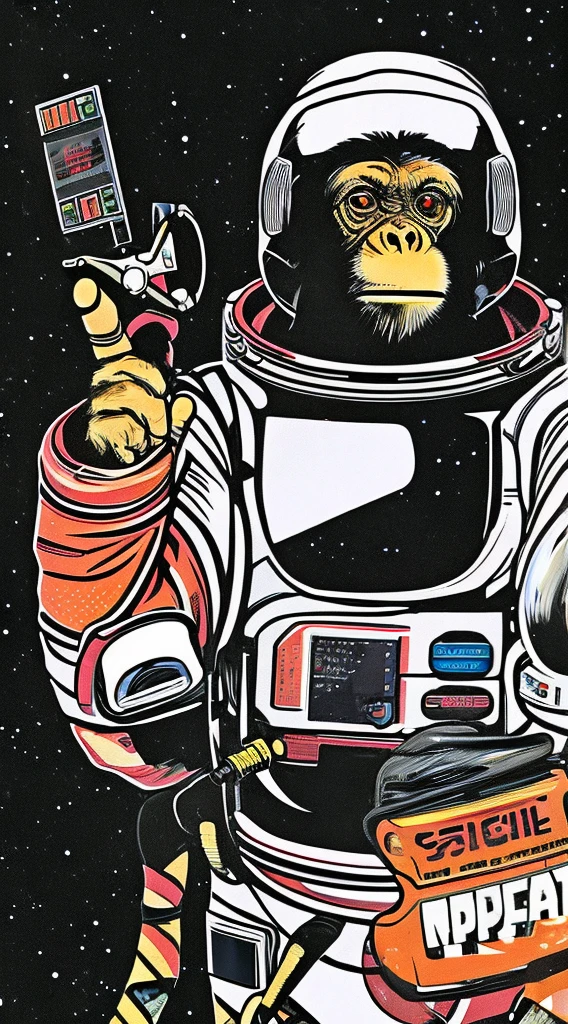 Chimpanzee in astronaut suit, en el espacio