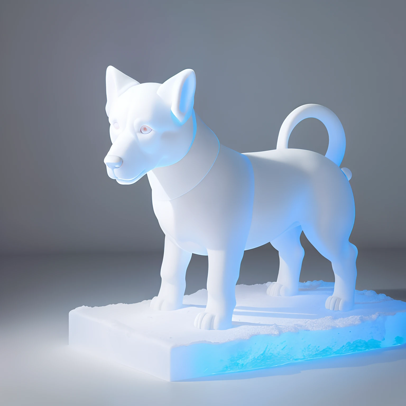 Statue of a dog made of ice sculpture