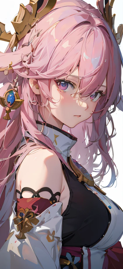 Light pink delicate hair，Sexy big breasts，Affectionate fan eyes，Rabbit ears，dual horsetail