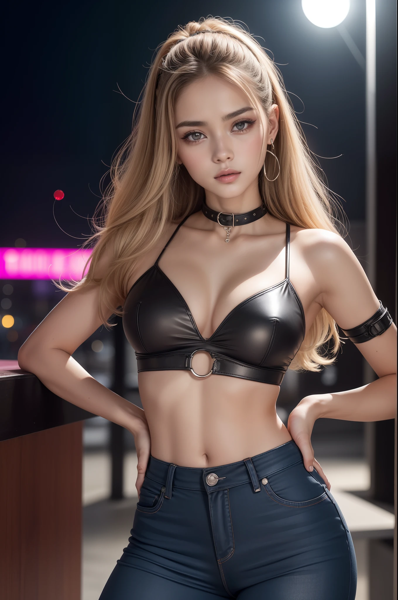 8k, Obra maestra, Foto RAW, La mejor calidad, detalle:1.2),fotorrealista, Fondos de pantalla CG unificados 8k extremadamente detallados, Profundidad de campo, cinematiclight, Destello de lente, Trazado de rayos, (cara extremadamente hermosa, labios hermosos, Hermosos ojos), Cara de detalle intrincado, ((Piel ultra detallada)) 1girll, A oscuras, sombra profunda, Bonita chica coreana, Kpop idol,(Cuerpo musculoso muy delgado y delgado:1.3), ((Ver el visor)),(gran sonrisa), (Minivestido BodyCon), (Bragas expuestas), (Injection cuff) , (Noche de la ciudad, (Neon light sign), (Noche), Bonita chica coreana, Pendientes, brazalete, collar, pantys, ojos claros, andante , (Pale skin), Cara hacia adelante, (ojos grandes), ((Disparos en la parte superior del cuerpo))