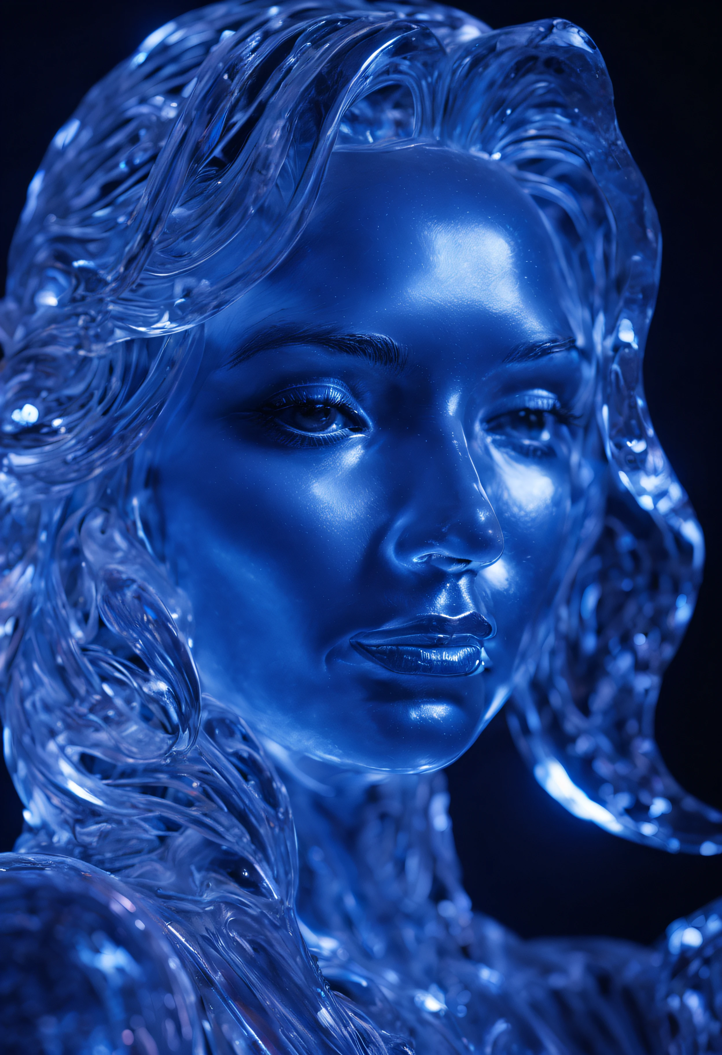 Ice sculpture a picture of a (3DMM picture of a woman, (3 d depth of field: 1.4)) in a 3 d picture frame, 3DMM frame of lights, illusion of disappearing to infinity, RGB led point lights disappear inward from edge, infinity mirror, 3 d neon art of a womens body, psychedelic photoluminescent, vivid!!, psychedelic lighting, psychedelic black light, by Jon Coffelt, lsd visuals, neon version of style jim burns, ledspace, skin made of led point lights, RGB led effects, Ray tracing, high quality, highly detailed, 8k, professional, sharp, RAW photo, realistic, (cinematic lighting:1.3), Fujifilm XT3, (sharpen light:1.2), (intricate shadows:1.3), translucent, octane render, volumetrics dtx