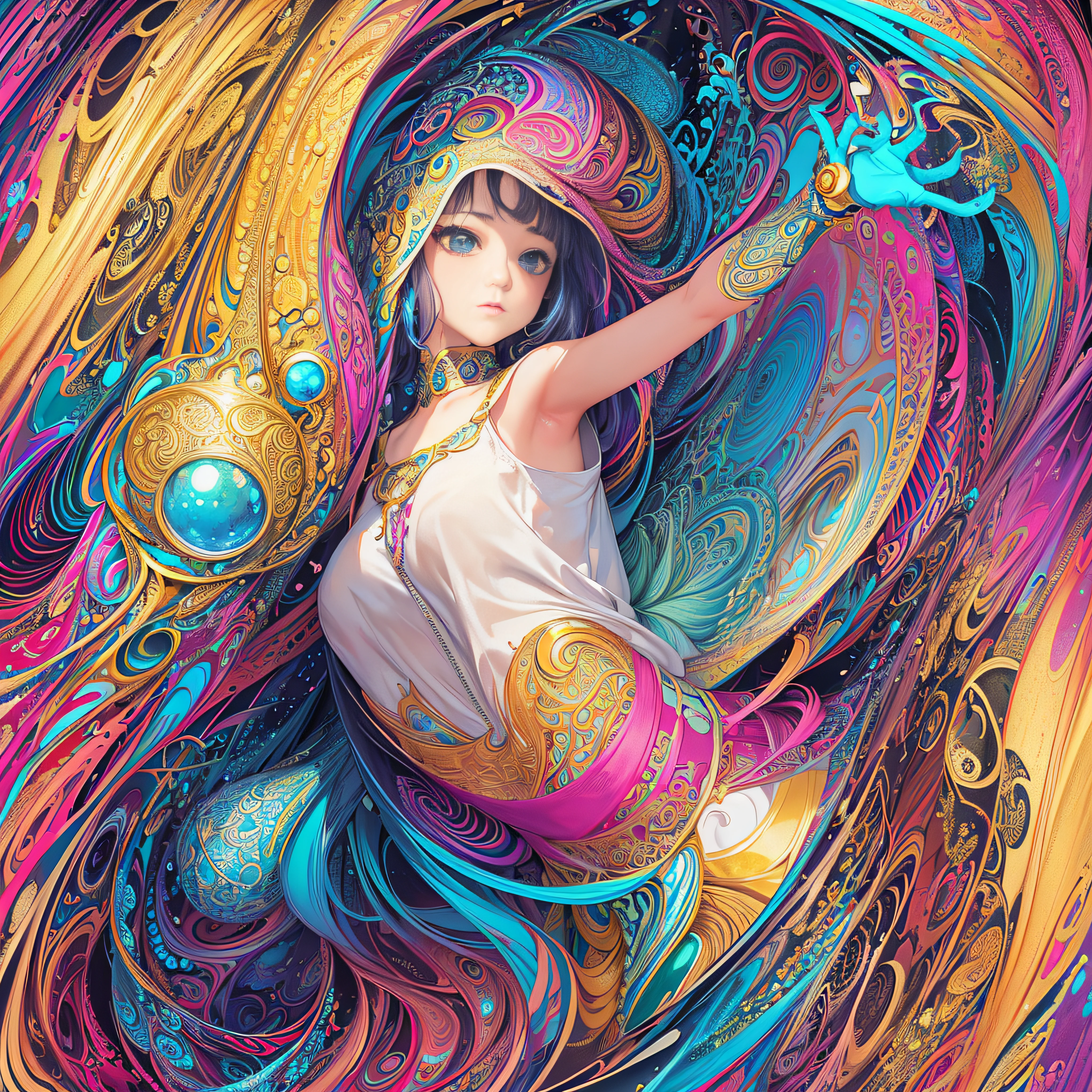 (digital painting), (best quality) a brave person climbing a mountain of books. All around, there are bursts of vibrant colors. Playful and inspiring illustration, Ukiyo-e art style, Hokusai inspiration, popular Deviant Art, ultra-realistic 8k, pastel color scheme, soft lighting, golden hour, tranquil environment, landscape orientation