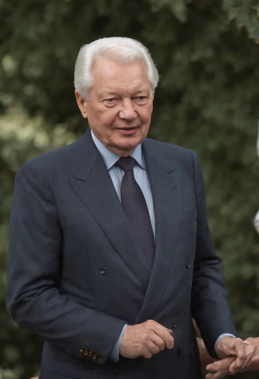 A photo of Yeltsin dancing on a tabletop at a crowded nightclub.,The Russian Federation,Yeltsin was of average height, standing at around 5 feet 8 inches (173 cm) tall. He had a sturdy and somewhat stocky build, with a noticeable roundness to his figure.
Facial Features: Yeltsin had a round face with a prominent jawline. He had a fair complexion, often appearing flushed or rosy-cheeked, which was sometimes attributed to his drinking habits. His face was characterized by deep-set blue eyes that conveyed a sense of intensity and determination. Yeltsin had thinning gray hair, which he typically wore short.
Expressive Eyes: Yeltsin's eyes were often described as expressive and animated. They had a lively and sometimes piercing quality, reflecting his strong personality and passionate nature.
Attire: Yeltsin's fashion sense was known for being relatively casual and unassuming. He often appeared in public wearing business suits, typically in dark colors such as blue or gray. On more informal occasions, he would opt for less formal attire, occasionally wearing sweaters or sport coats.
Body Language: Yeltsin's body language was often described as energetic and dynamic. He had a tendency to gesticulate with his hands while speaking, emphasizing his points with animated gestures. Yeltsin's physical movements were often characterized by a sense of vigor and purpose, reflecting his assertive and active approach to politics.
Over the years, the effects of aging became more apparent in Yeltsin's appearance. As he served multiple terms as President of Russia, his hair continued to gray, and wrinkles became more prominent. These signs of aging were often mentioned in media portrayals of Yeltsin during his later years in office.
Yeltsin's body language was often described as dynamic and active. He would often move around the stage or podium while speaking, using his gestures and physical movements to engage the audience. Yeltsin's body language conveyed a sense of urgency and purpose, reflecting his determination to bring about change.