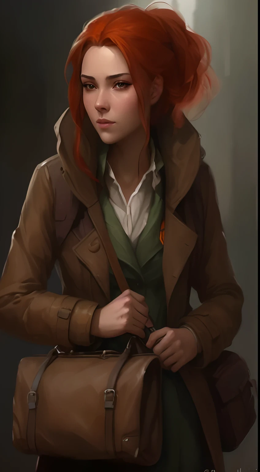 a close up of a person with a bag and a jacket, character concept art portrait, detailed character portrait, realistic character concept art, beautiful character painting, character art closeup, artwork in the style of guweiz, character art portrait, alexandra fomina artstation, painted character portrait, character portrait art, character concept portrait, realistic character concept, a character portrait