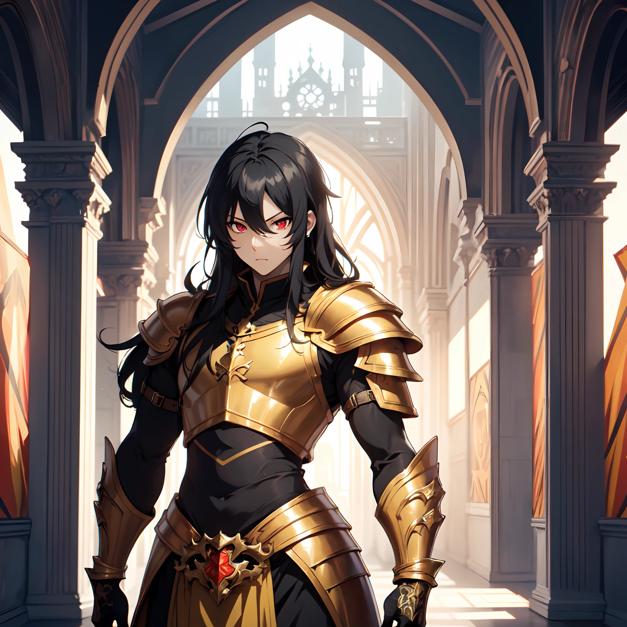 128K Ultra High Definition,
128K Ultra High Quality,
128K Ultra High Resolution,
Best Definition,
Best Quality,
Best Resolution,
Perfectly Detailed,
Perfectly Designed,
Extremely Detailed,
Extremely Designed,
Hyper Detailed,
Hyper Definition,
Hyper Quality,
Hyper Resolution,
Masterpiece,
(((Anime))),
Body Shot,
(((Boy))),
Handsome,
Muscular Body,
(((Black Long Hair))),
(((Red Eyes))),
(((Hyper Detailed & Perfectly Designed With Ultra High Quality Amber Warlord Armor))),
(((Inside Of Medieval Royal Palace Background Scenery))),