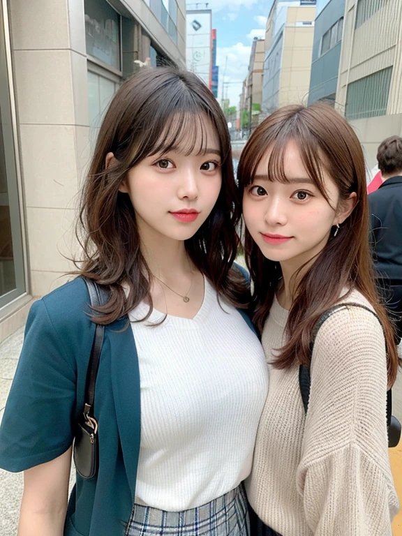 Group photo of three close friends, portrait of a japanese teen,(Best Quality,4K,8K,hight resolution,masutepiece:1.2),Ultra-detailed,(Realistic,Photorealistic,Photorealsitic:1.37),cute-style,dian,Dribbling High Detail 8K,Studio Lighting - V 6, Random cute pleated skirt,Randomly cute clothes, Random Faces, Random curly hair, bangss, bare-legged