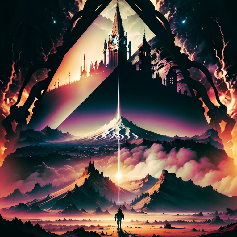 (surreal art, dooms day, multiple layers, transparency, double exposure, scenery, detailed background, 32K, 72dpi) AND (psychedelic art, dooms day, multiple layers, transparency, double exposure, scenery, detailed background, 32K, 72dpi)