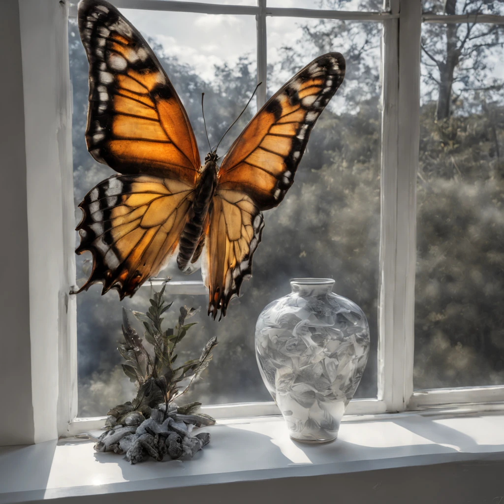 best qualtiy,realisticlying,realisticlying,super-fine,"Butterfly" highly detailed engraving on "Southern Ice" porcelain,ultra-wide-angle,emphasis lighting,Volumetriclighting,The light from the back window is backlighted,(detailedlight),( (Extremely refined and beautiful))、dramatic_shadow、ray_tracing、hdr