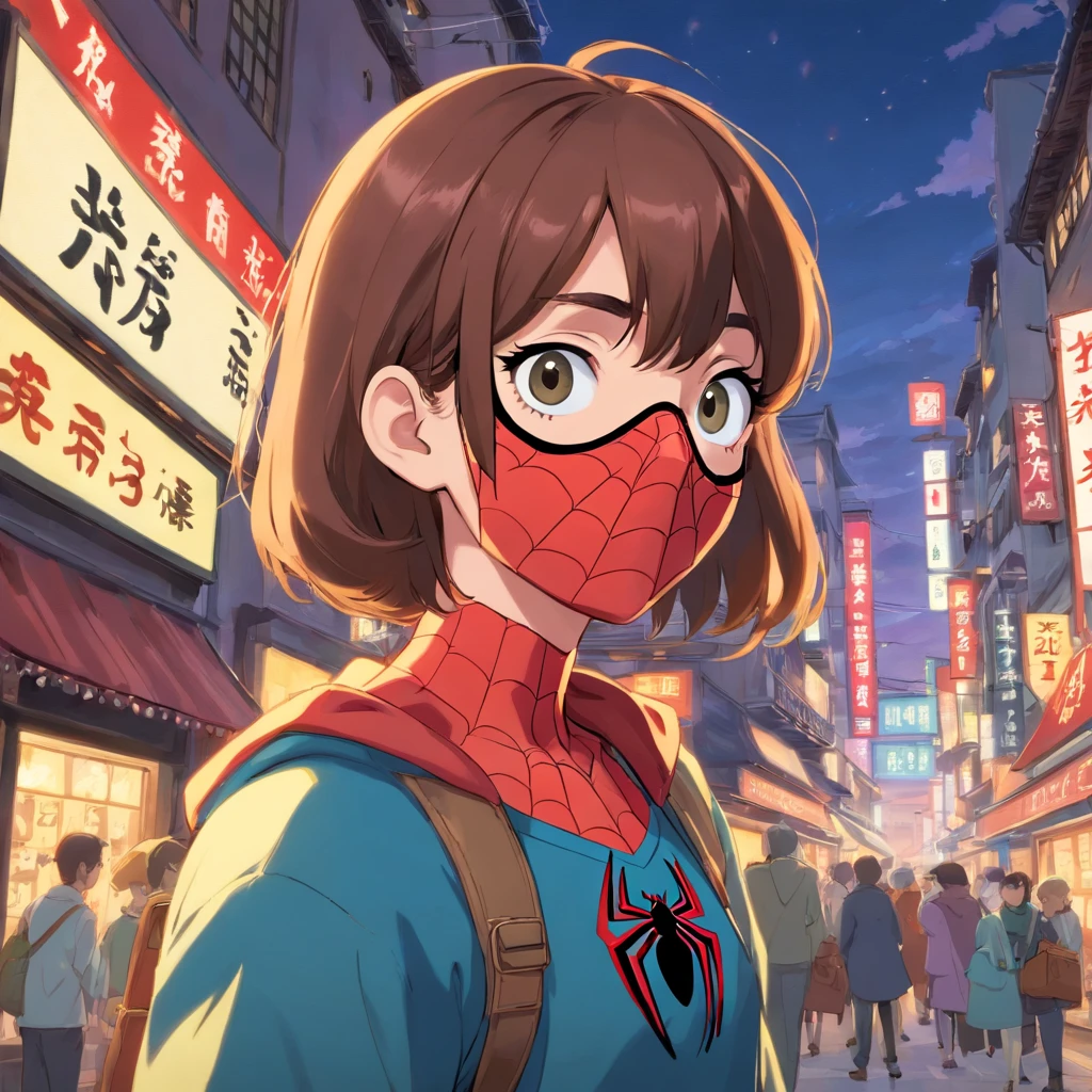 Spidey,Visually inspect the audience。head portrait。masks。Upper white space,(best qualtiy, tmasterpiece)