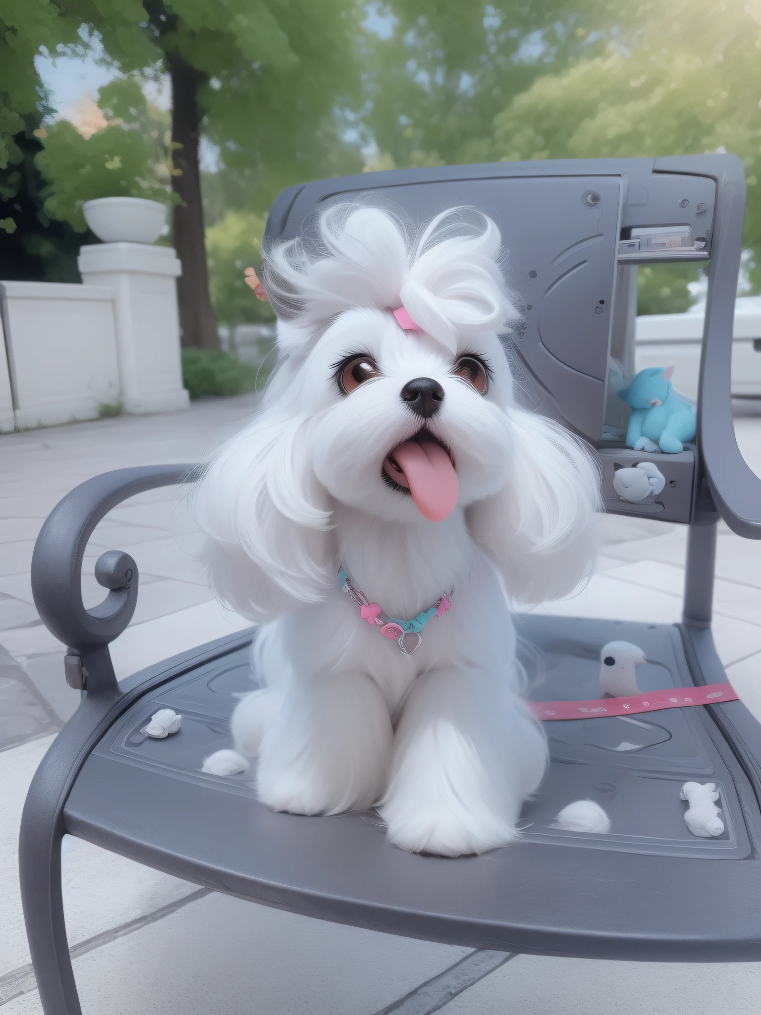 A super cute Maltese dog, Full body lesbian, Bubble Mart Blind Box, IP design, Clean background and bright 3D rendering, OC Render, 8K, soft focus, Thin light and ultra-details--AR 3:6 50 --q 2 --niji 5 --expression style --s 2