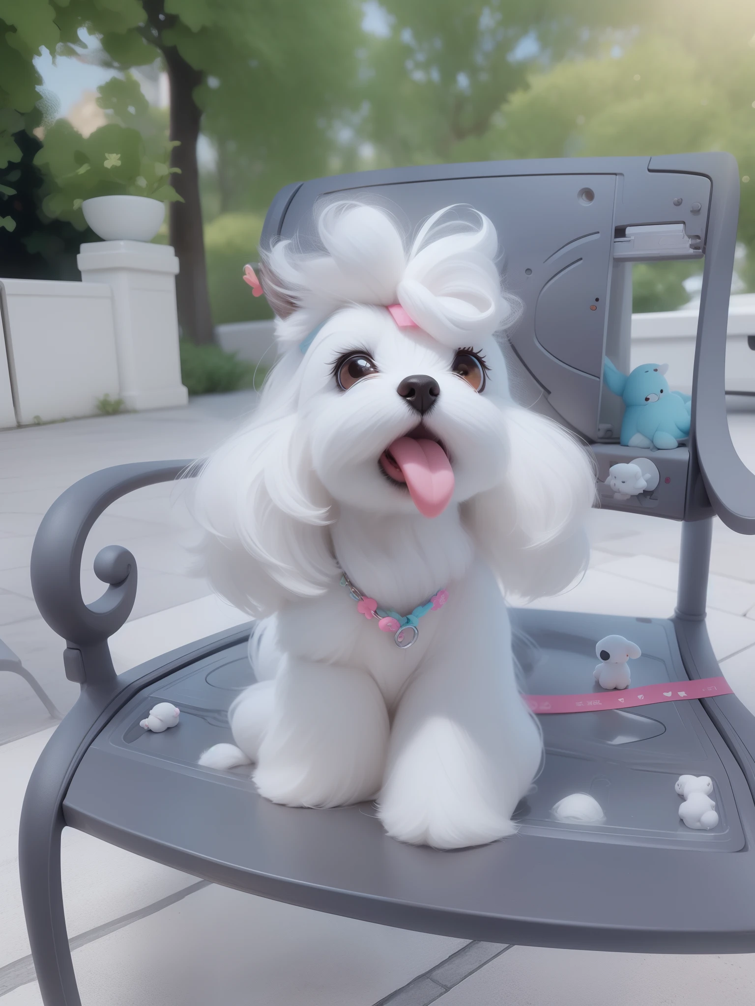 A super cute Maltese dog, Full body lesbian, Bubble Mart Blind Box, IP design, Clean background and bright 3D rendering, OC Render, 8K, soft focus, Thin light and ultra-details--AR 3:6 50 --q 2 --niji 5 --expression style --s 2