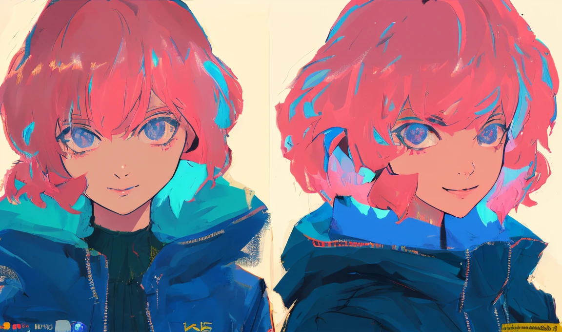 (best quality,4k,8k,highres,masterpiece:1.2),ultra-detailed,(realistic,photorealistic,photo-realistic:1.37),close-up of kfukvf-1990 smiling with blue and pink hair,portrait,inspired by Cindy Sherman,non-splashing,red and cinematic lighting,portrait of a young girl,fisheye portrait,XF35mmF1.4R, ?/2.8, 35.0mm, 1/200, ISO 500