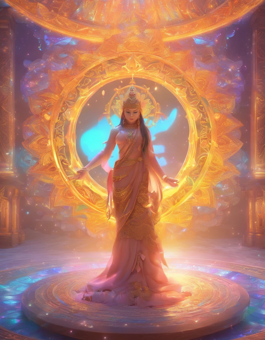 Iridescent aura from the monk、ria, Mandala style, ArtGerm, uhd image, gongbi, visual harmony, Mystical mechanism,