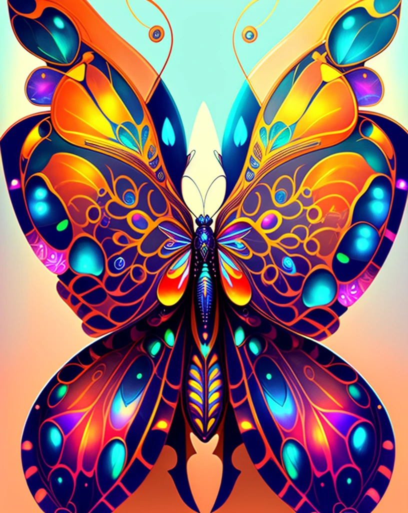 (Best quality)),ultra-realistic realism, super detailing, Acura, Best quality, hyper HD, tmasterpiece, Anatomically correct, A high resolution, 16k,A beautiful butterfly,Futuristic fantasy butterfly,Sci-fi butterflies,Futuristic butterflies,Mechanical butterfly,Futuristic jungle background,Verbose mode,Intricate patterns,Colorful wings,glowing wings,Neon wings,Huge butterfly wings,Extraterrestrial mechanical structures,Fantasy technology art style, Future fantasy art performance, Epic mechanical fantasy digital art style, inspired by rossdraws, Rosla 1. 0, Rossdraws digital painting, rossdraws cartoon vibrant, author:heroes, Digital fantasy art ), Digital 2D Fantasy Art, Ross Painting 2. 0