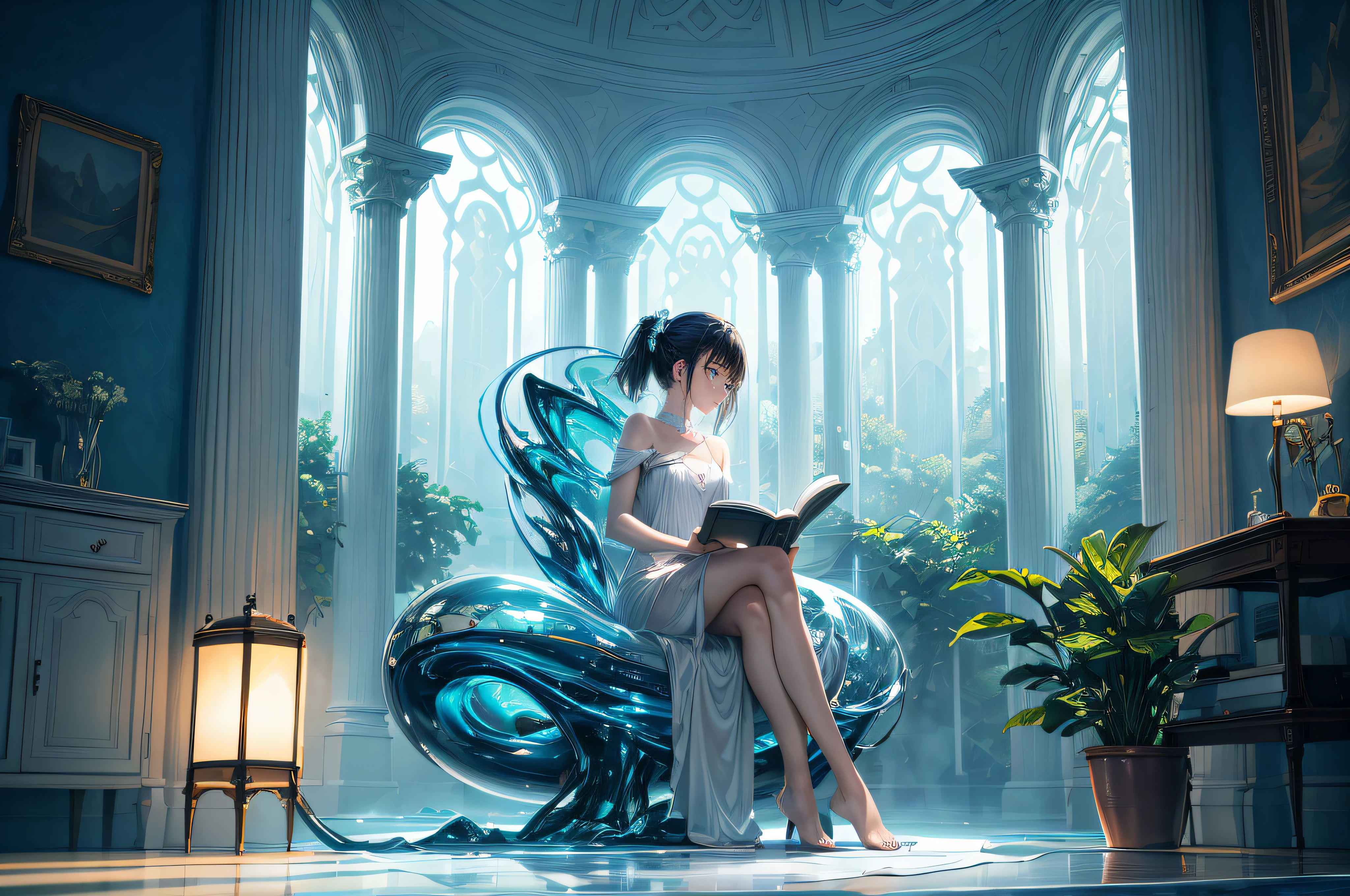 looking at book