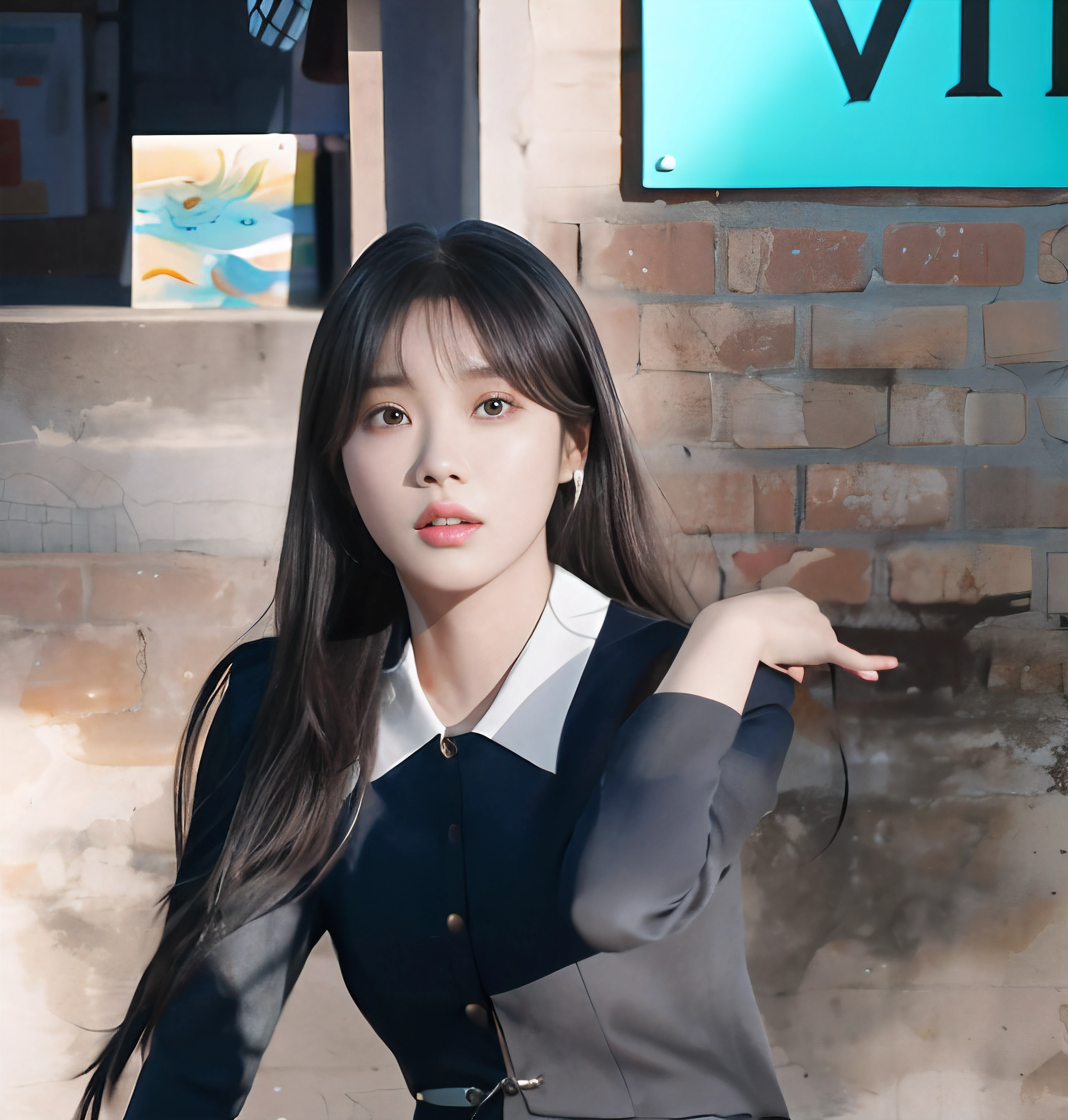 there is a woman that is standing in front of a wall, Lee Ji-eun, lee ji eun, Nam Jae-yeon, Cui Xianhua, sun yunjoo, Park Jimin, korean artist, Yin Shishan, jiyun chae, Shin Min-jung, sangsoo jeong, Kim Tae-joon, gongbi, Huang Shishi