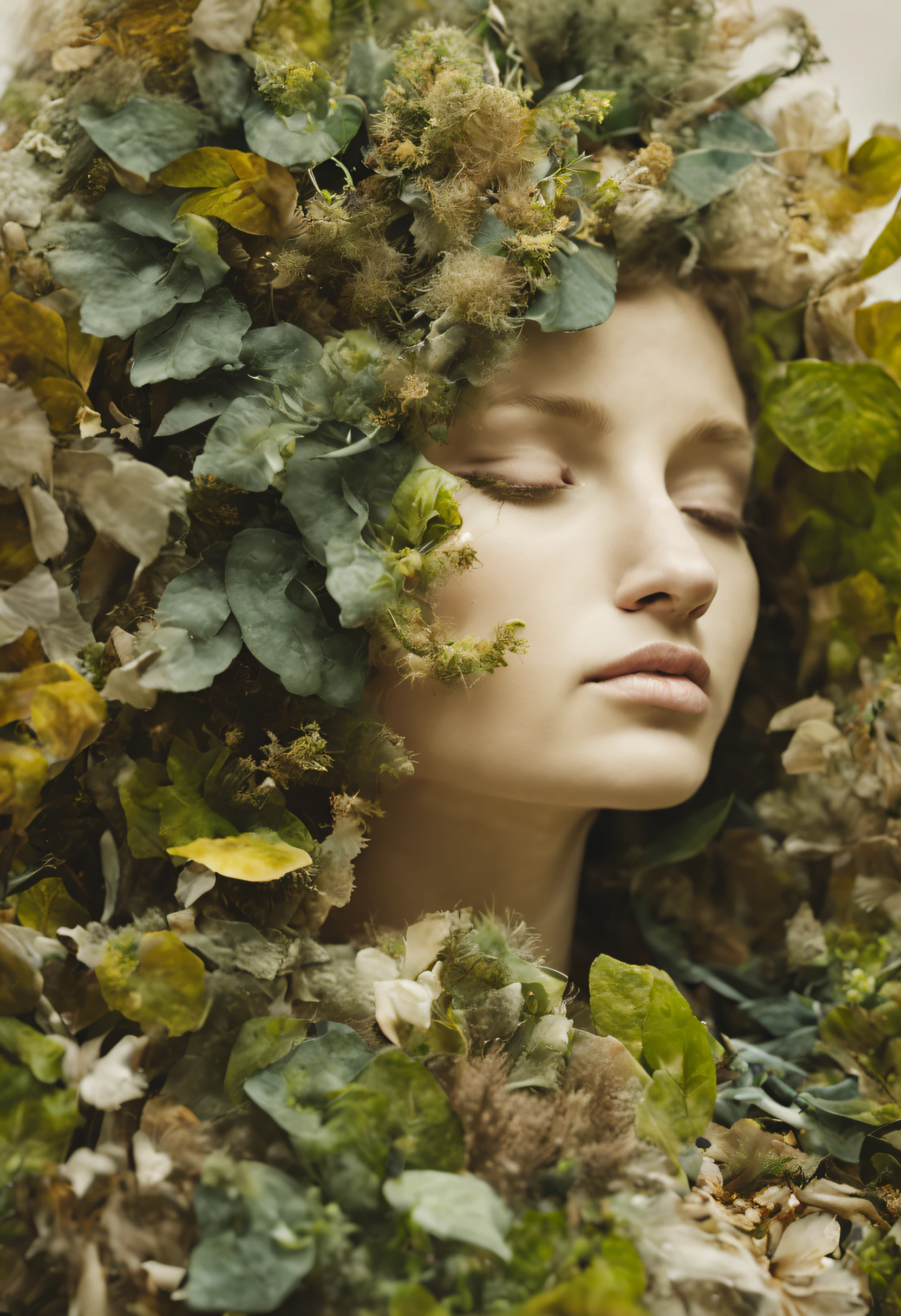 A beautyful girl,Testimonials:a girl made of dead plants, a girl made of fresh plants,a girl made of fresh plants
