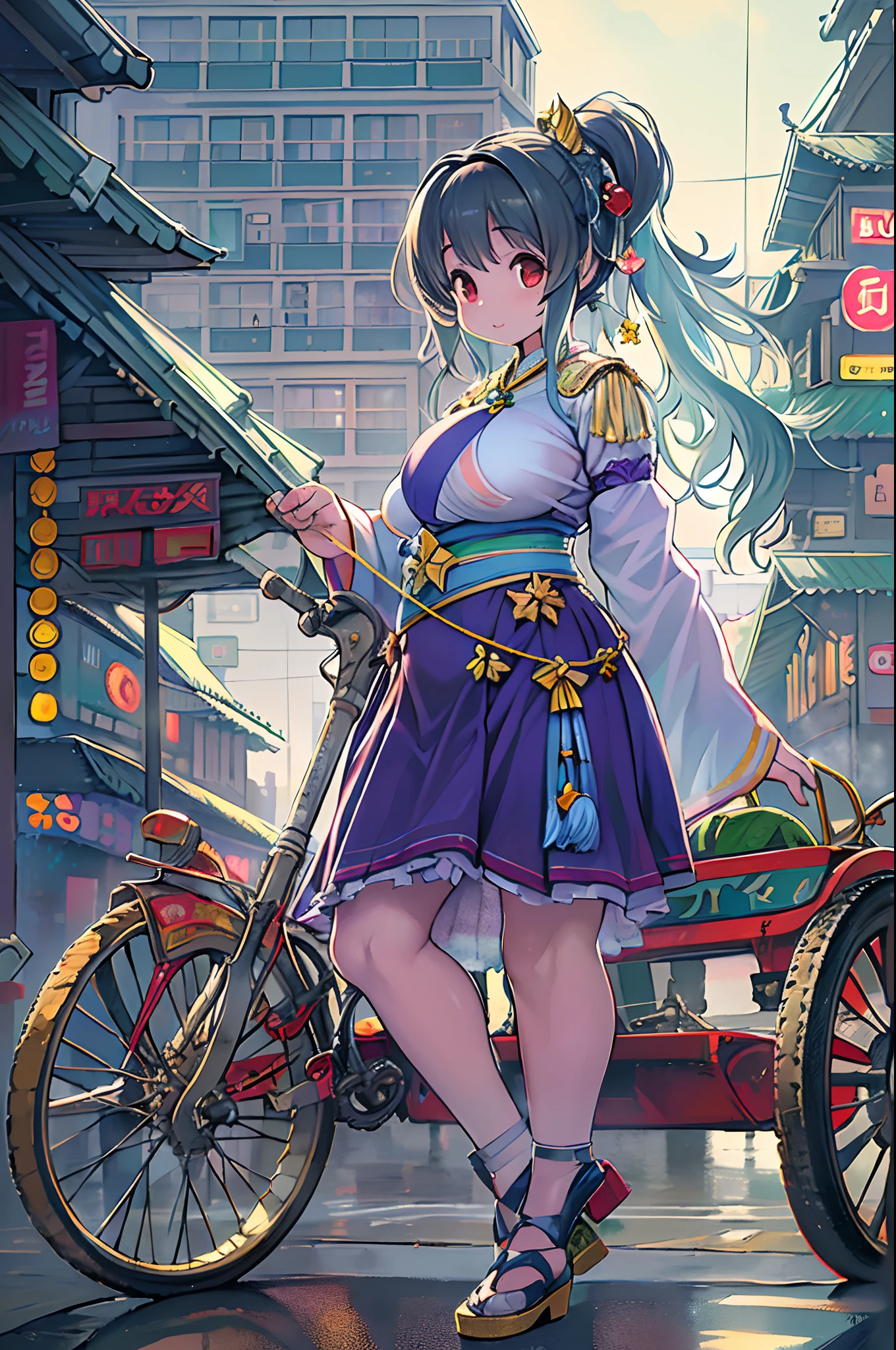 (8K, Raw photo, Best Quality, masutepiece:1.2), (Realistic, Photorealsitic:1.37),sankta. louis (luxurious wheels) (azur lane),1girl in,(Myanmar girls), (aegyo sal:1),Hair Ornament, Portrait, (Myanmar traditional costume:1.1), Necklace, Blue Nails,Cute,Cityscape, Night, Rain, Wet, Professional Lighting, Photon mapping, Radio City, Physically-based rendering, Background Shwedigon Pagoda