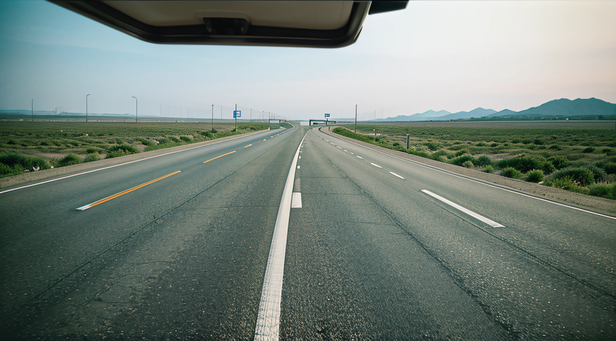 First perspective of automobile highway
