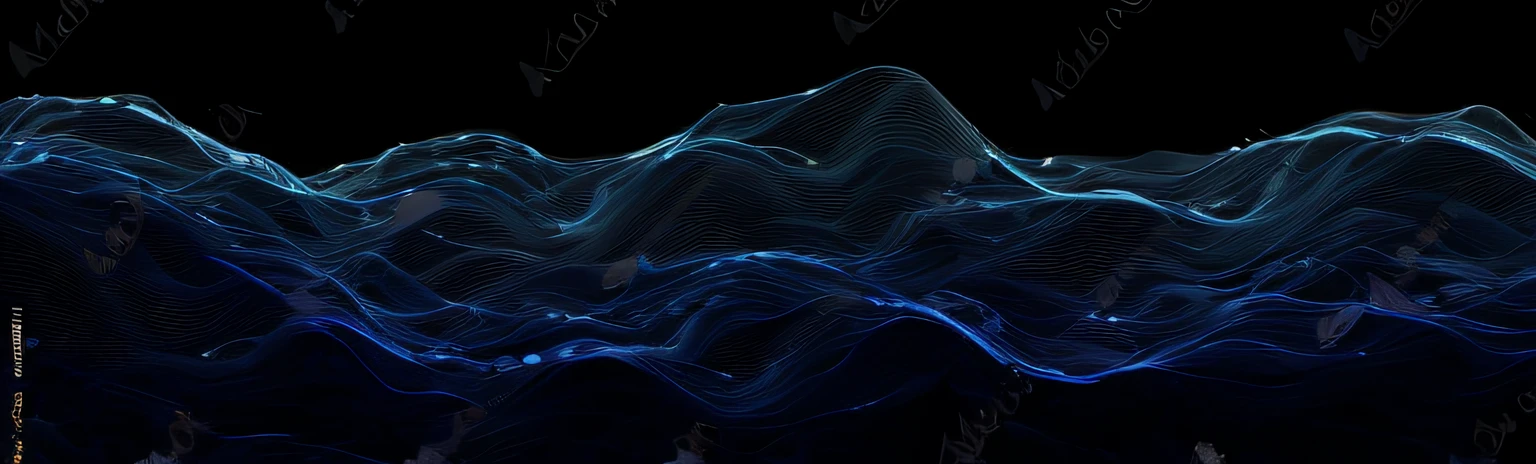 a blue wave pattern on a black background, particle waves, wave of water particles, waves and particles, flowing lines, interacte smooth flowing lines, abstract rippling background, glowing tiny blue lines, illuminated blue neon lines, illuminated glowing lines, glowing lines, fractal waves, liquid simulation background, digital lines, schlieren flow visualisation, color light waves