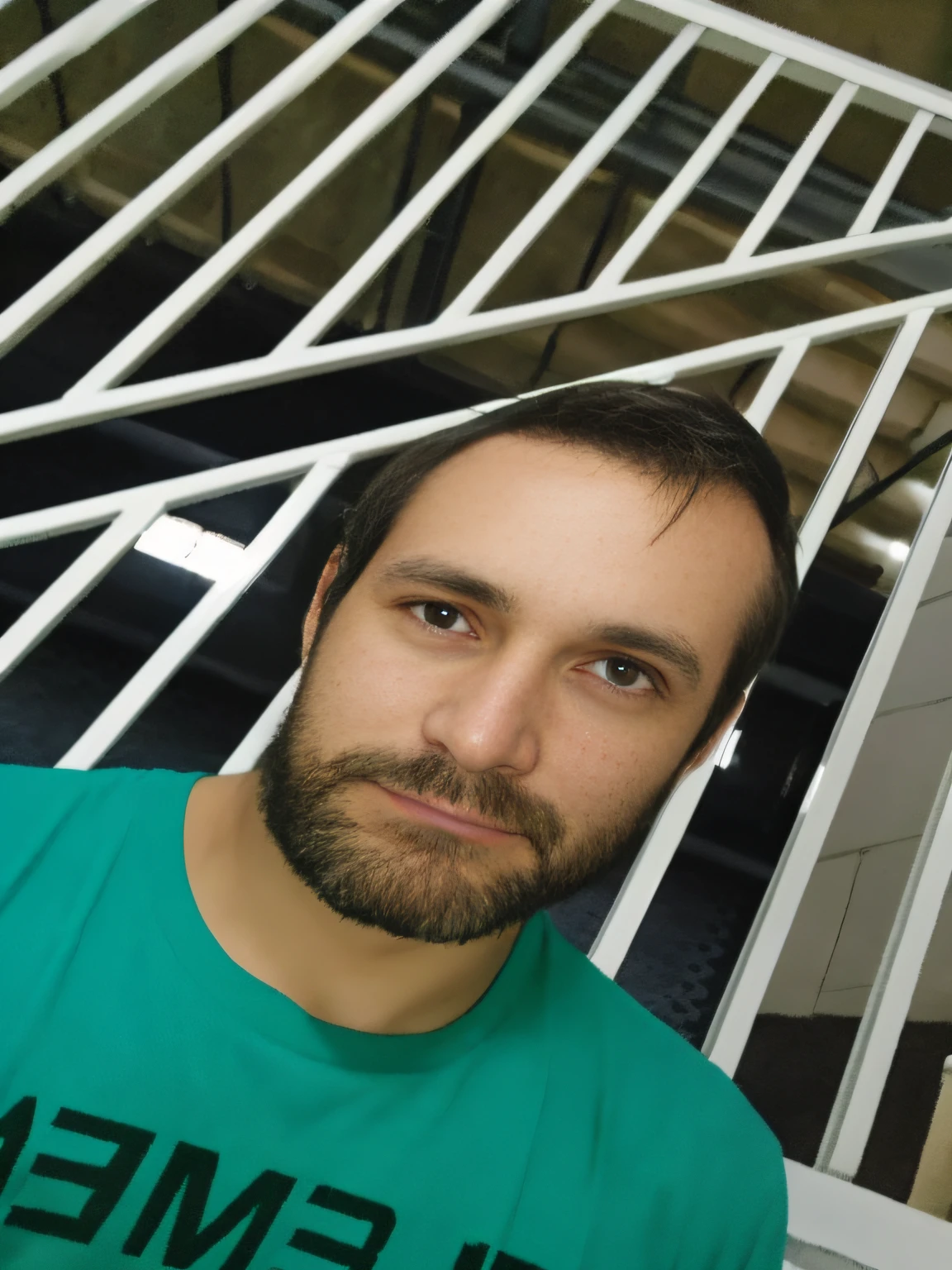 there is a man who is standing in front of a staircase