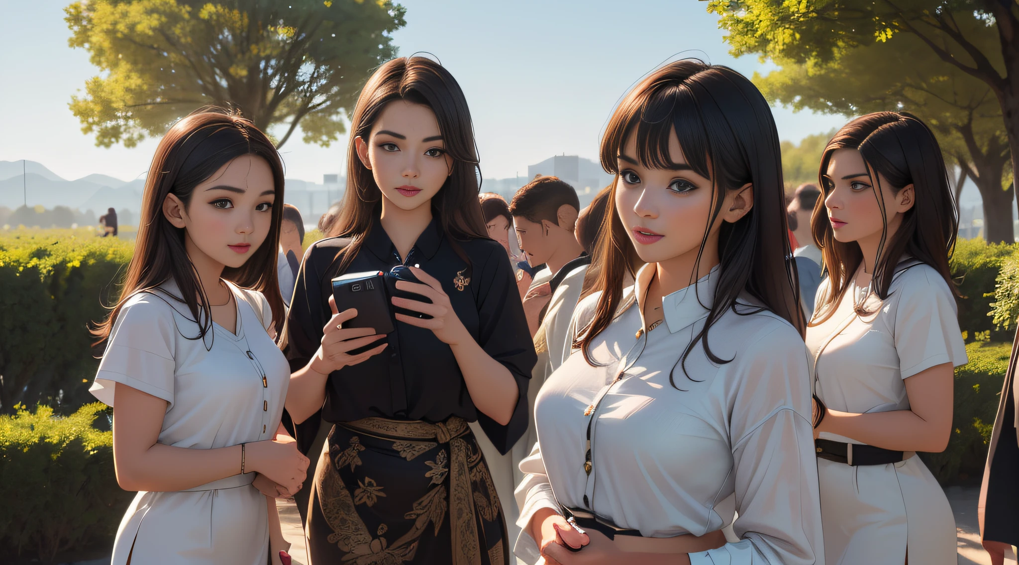 sfw, (Extremely detailed 8k wallpaper:2), (photo:2), (soigne Beautiful girl:2), (gives a lecture to friends:2), detailed (Face and eyes), (hyper realistic:1), (highly detailed:1), (epic realistic:1), rim light, (maximum details:1), cozy, (fullbody:1.3), (looking at viewer:2), (Woman's Attractive Qualities:2), (Attractive Woman:2), (Attractive:2), Smile, Intelligence, Empathy, Gracefulness, Sense of Style, Fitness, Grooming, Optimism, (Sensitivity:2), Sincerity, Romantic Gestures, Playfulness, Fashion Sense, (Sensuality:2), Charm, Modesty, Thoughtfulness, (Femininity:1), Flirtatiousness, Warmth, (Physical attractiveness:2), A beautiful smile, A love of life, strength and power, vulnerability, curiosity, wonder, love, (nature background:2), kawaii, waifu, Beautiful breasts, (attractive body:2), (Beautiful body:2), Beautiful pose, attractive pose, (Beautiful legs:1.0), (spread legs:1.0), (Beautiful clothes:1), (classic clothes:2), (elegant clothes:2), (European clothes:2), detailed clothes, (skirt:1), (blouse:1), (provocative pose)