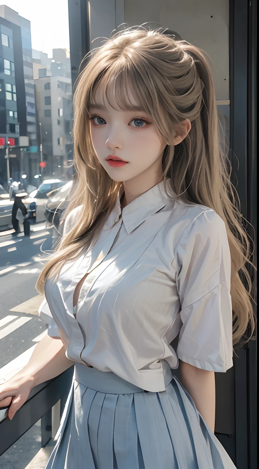 external、Swaying bangs、The ultimate beautiful girl、bangs care、pony tails、Hair care、Very beautiful 18 year old cute girl、mini-skirts、Fair skin, young and beautiful、Sexy and very beautiful looking、very cute face,Extremely beautiful、Extra long shiny natural platinum blonde hair、silky straight hair、Big blue eyes,semi transparent、校服