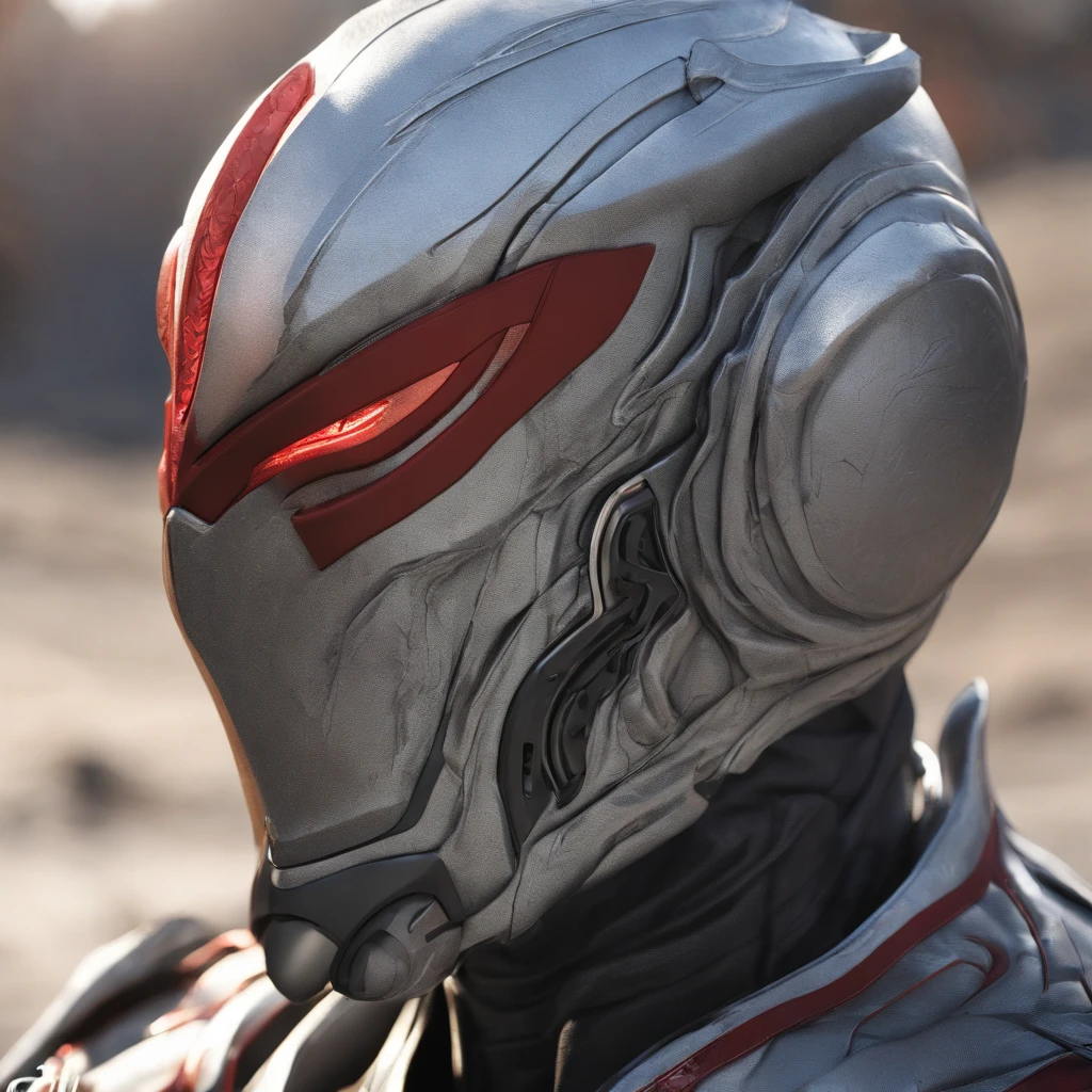 Portrait of Ultraman ， （Best quality， tmasterpiece）， 1人， looking at viewert， face guard ，cobweb， Story background， upper part of body， Contemporary，Ultraman Tiga clothing。[dot paper effect]