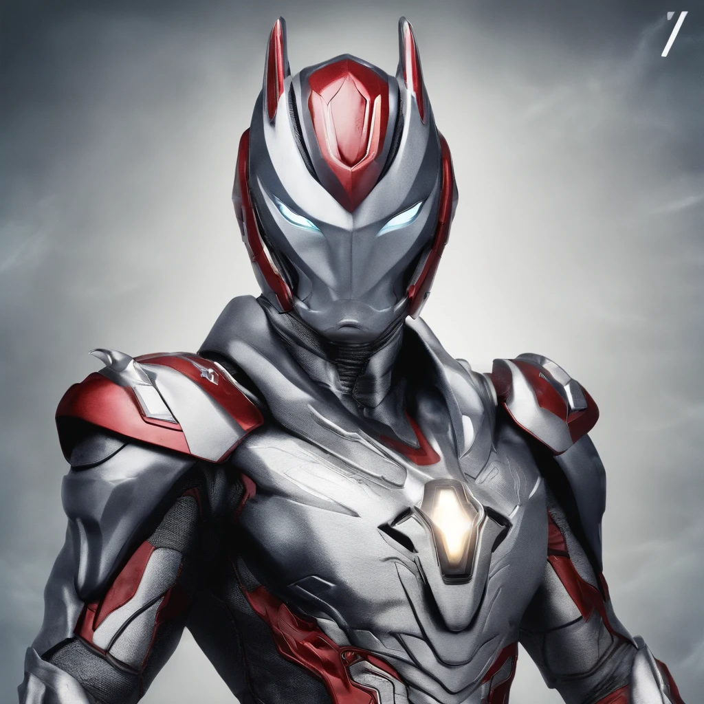 Portrait of Ultraman ， （Best quality， tmasterpiece）， 1人， looking at viewert， face guard ，cobweb， Story background， upper part of body， Contemporary，Ultraman Tiga clothing。[dot paper effect]