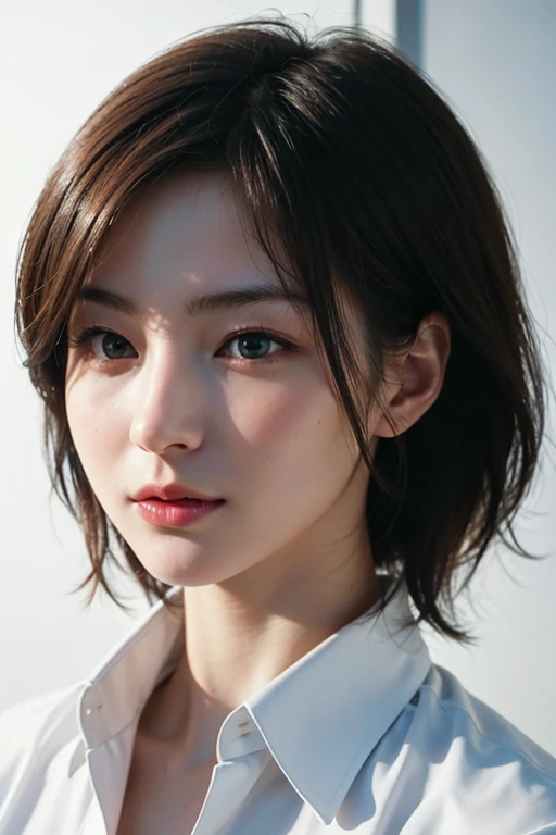 超A high resolution,masutepiece,Best Quality,
extremely delicate face,Detailed eyes,very intricate,perfect glossy shiny skins,Perfect Lighting,Detailed Lighting,Dramatic shadows,Ray tracing,
1girll,full body Esbian,white oversized button up shirt,view the viewer,Cyberpunk