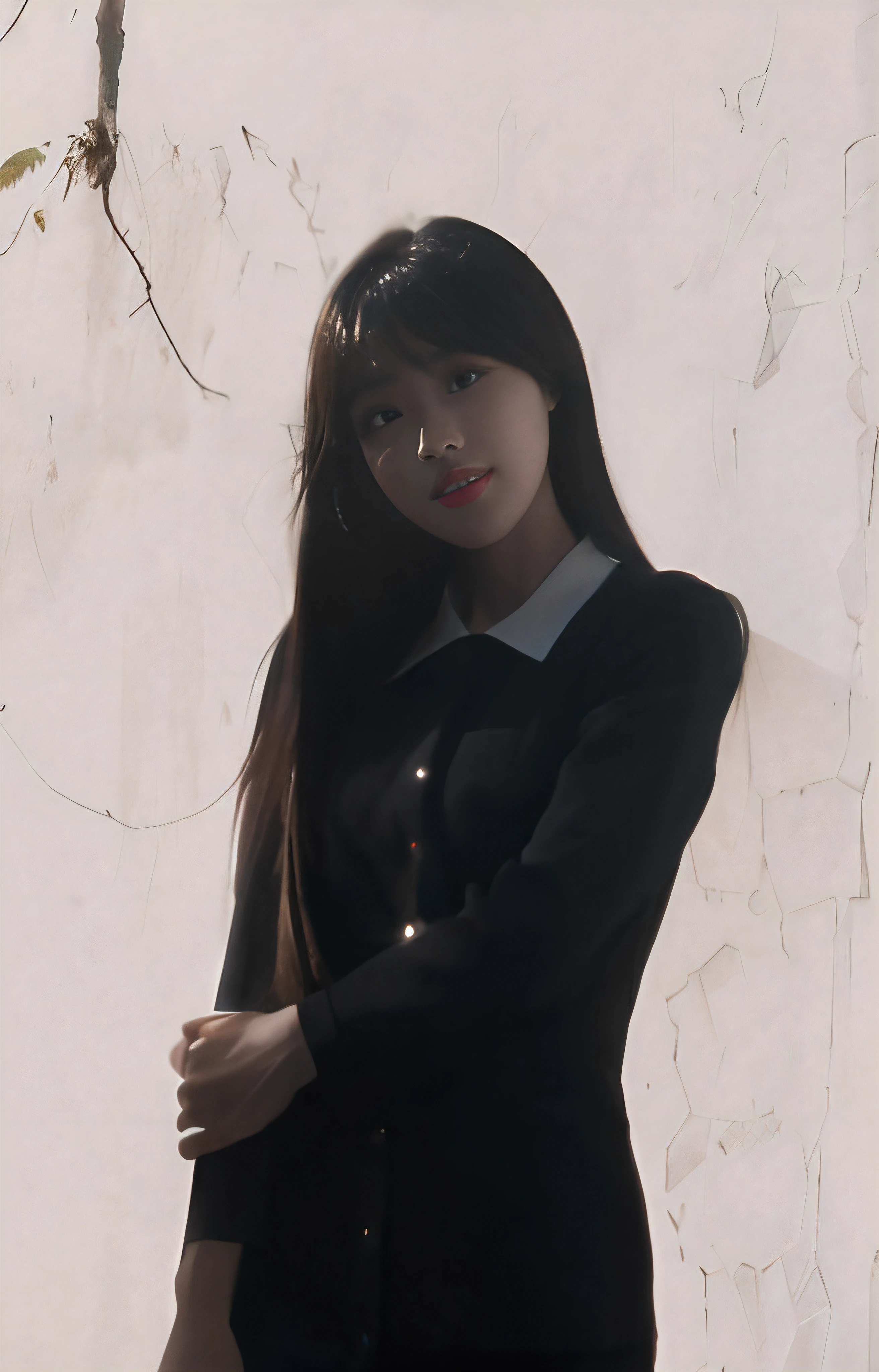 there is a woman that is standing in front of a wall, Lee Ji-eun, lee ji eun, Nam Jae-yeon, Cui Xianhua, sun yunjoo, Park Jimin, korean artist, Yin Shishan, jiyun chae, Shin Min-jung, sangsoo jeong, Kim Tae-joon, gongbi, Huang Shishi,Good teeth